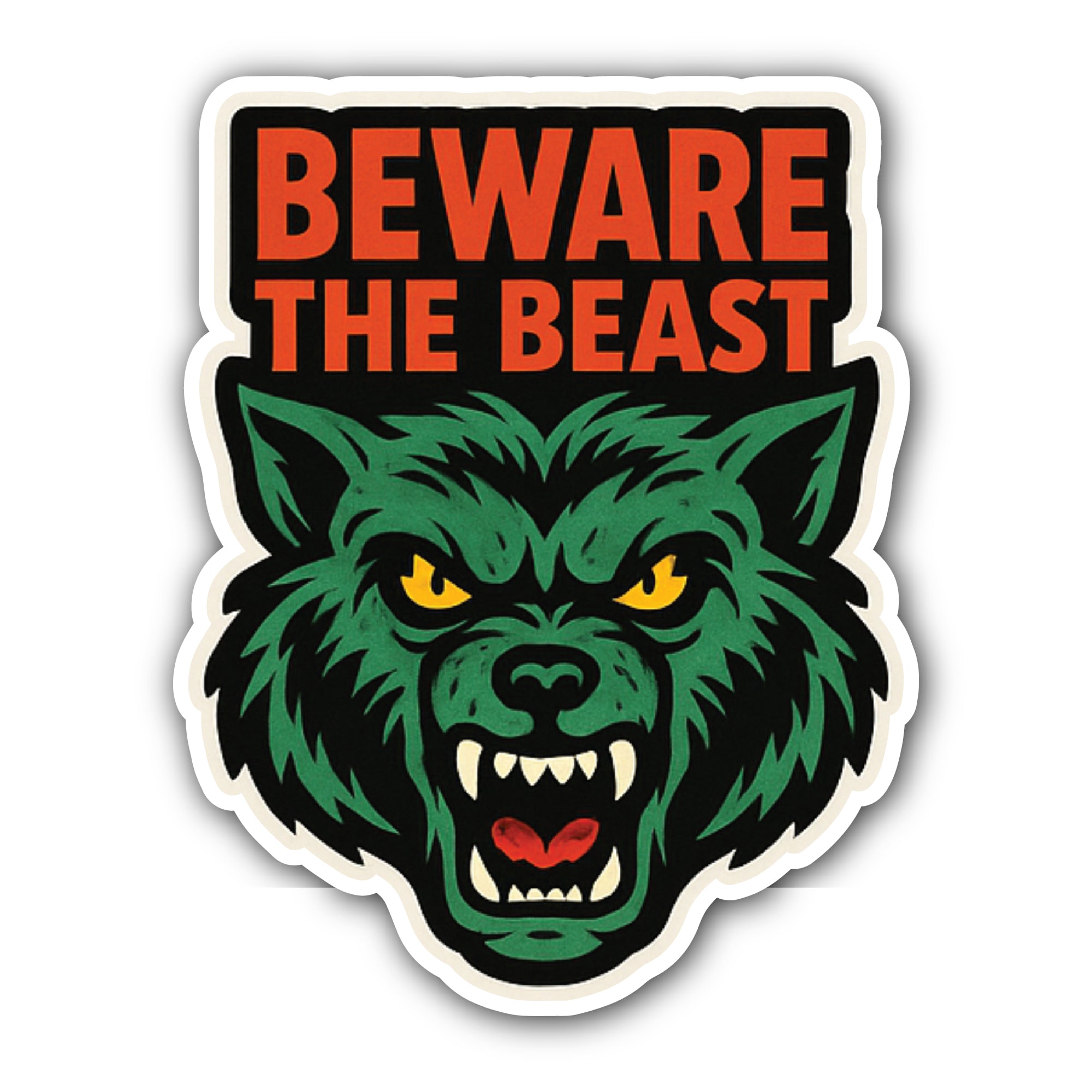 Green Wolf Sticker, Waterproof Vinyl Decal Sticker Indoor Or Outdoor 2 (Pieces) 3" and 5"