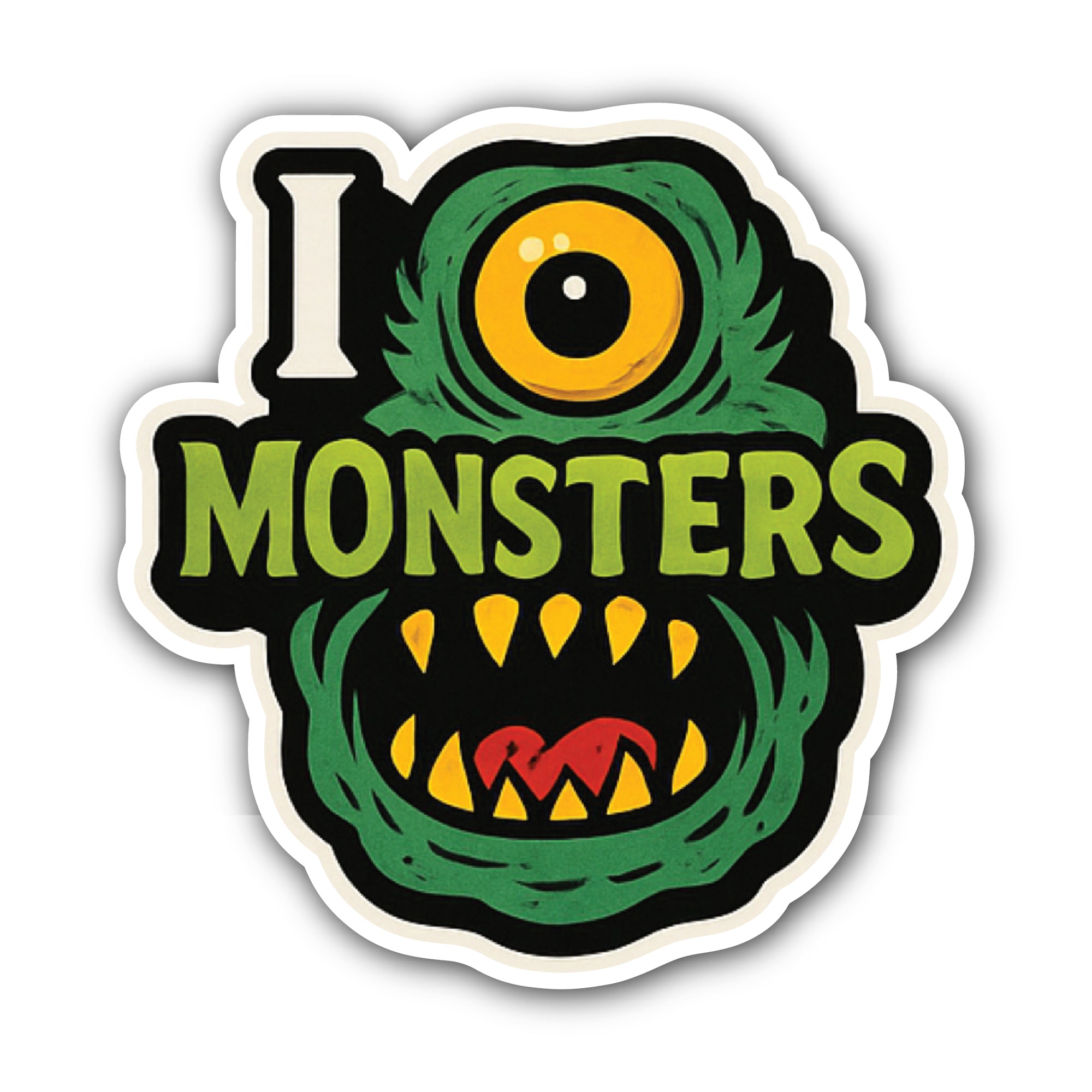 Green Monster Sticker, Waterproof Vinyl Decal Sticker Indoor Or Outdoor 2 (Pieces) 3" and 5"