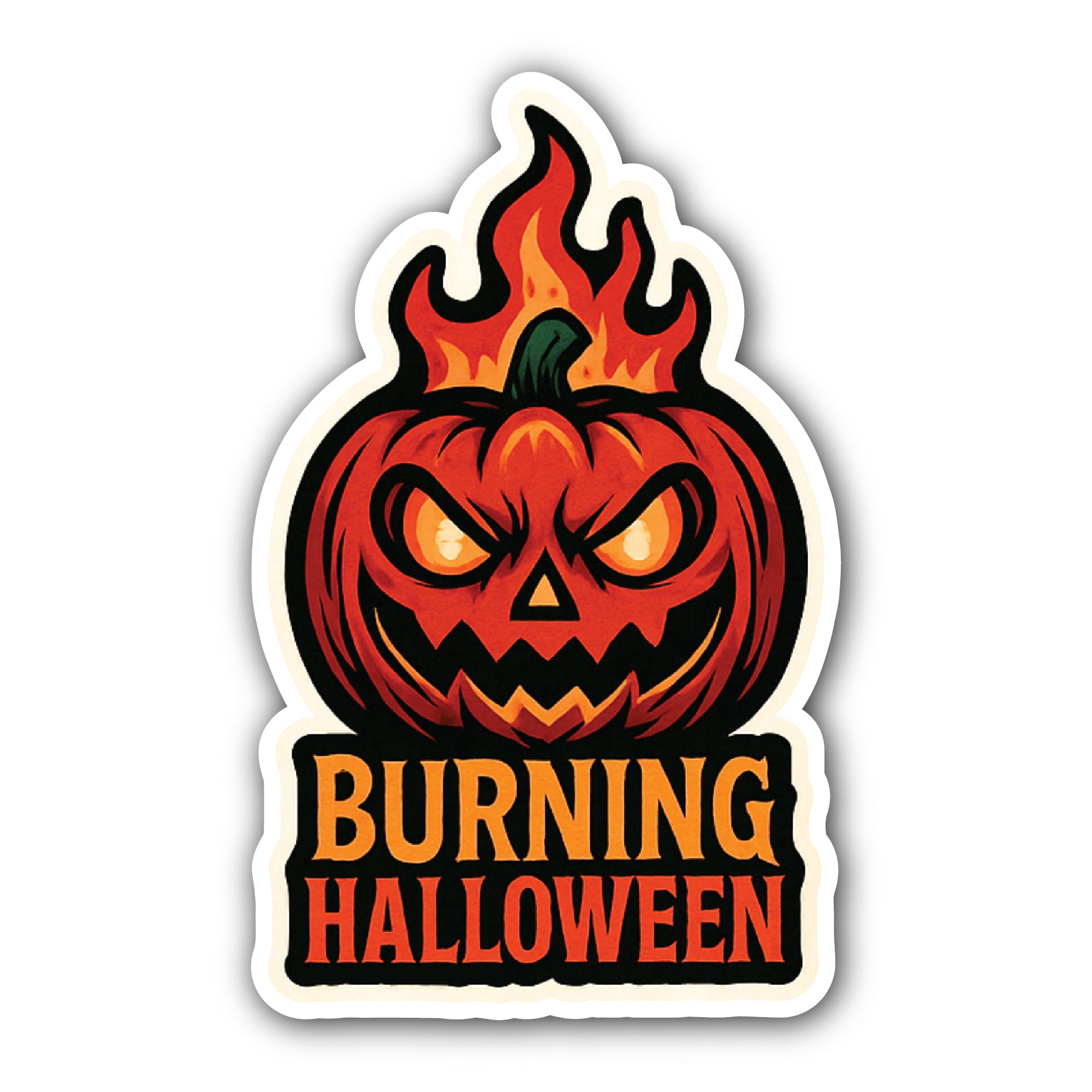 Burning Halloween Sticker, Waterproof Vinyl Decal Sticker Indoor Or Outdoor 2 (Pieces) 3" and 5"