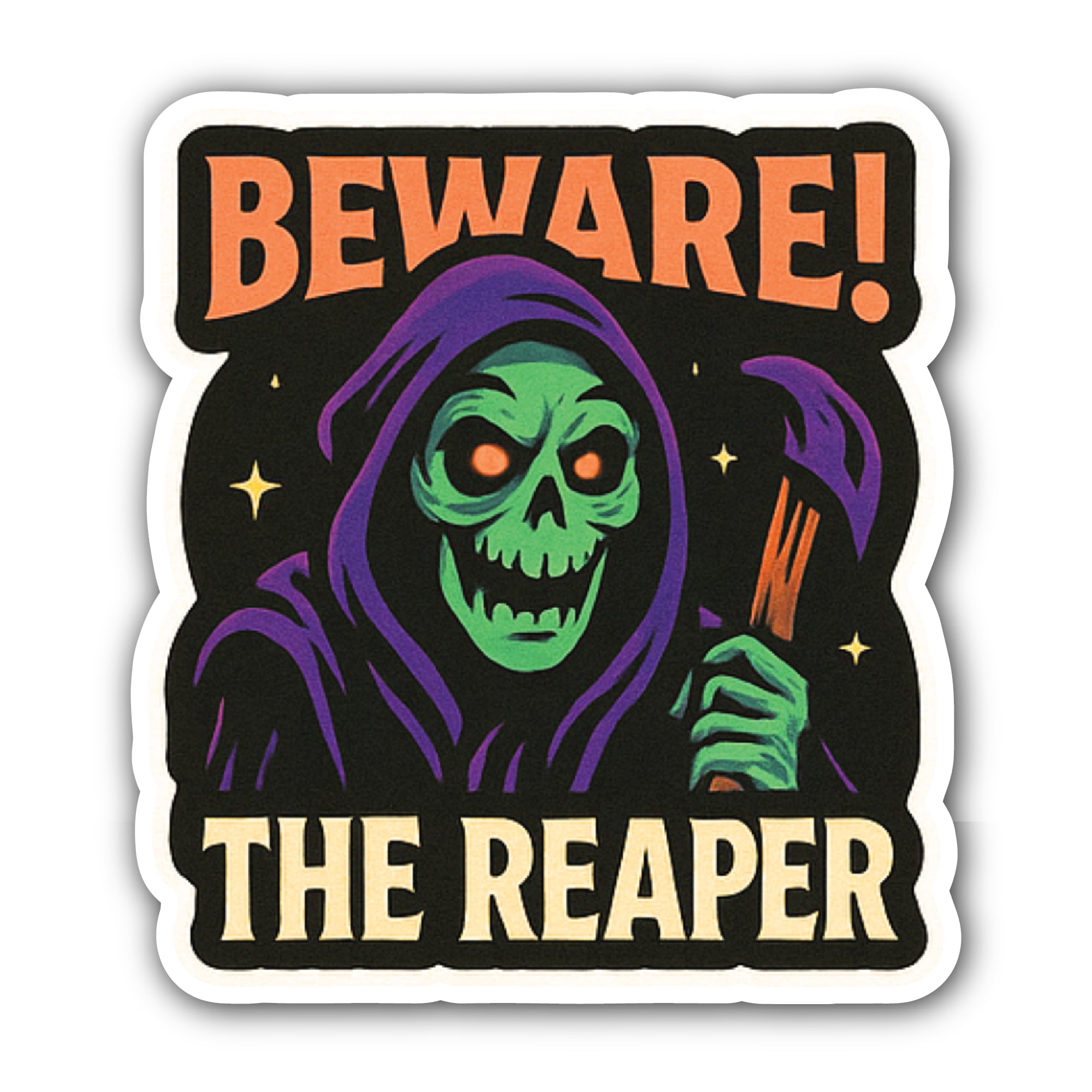 Beware The Reaper Sticker, Waterproof Vinyl Decal Sticker Indoor Or Outdoor 2 (Pieces) 3" and 5"