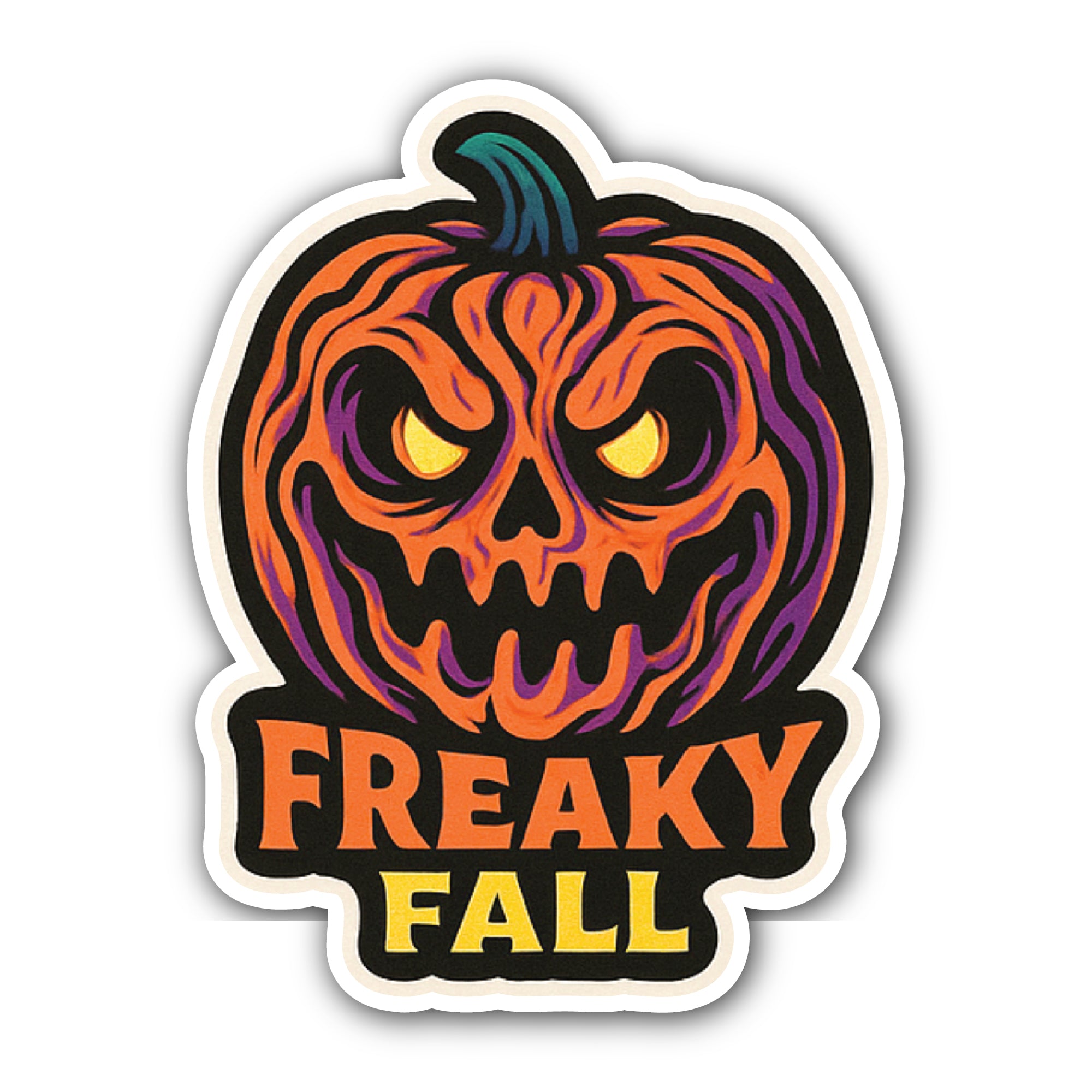Smiling Pumpkin Halloween Sticker, Waterproof Vinyl Decal Sticker Indoor Or Outdoor 2 (Pieces) 3" and 5"