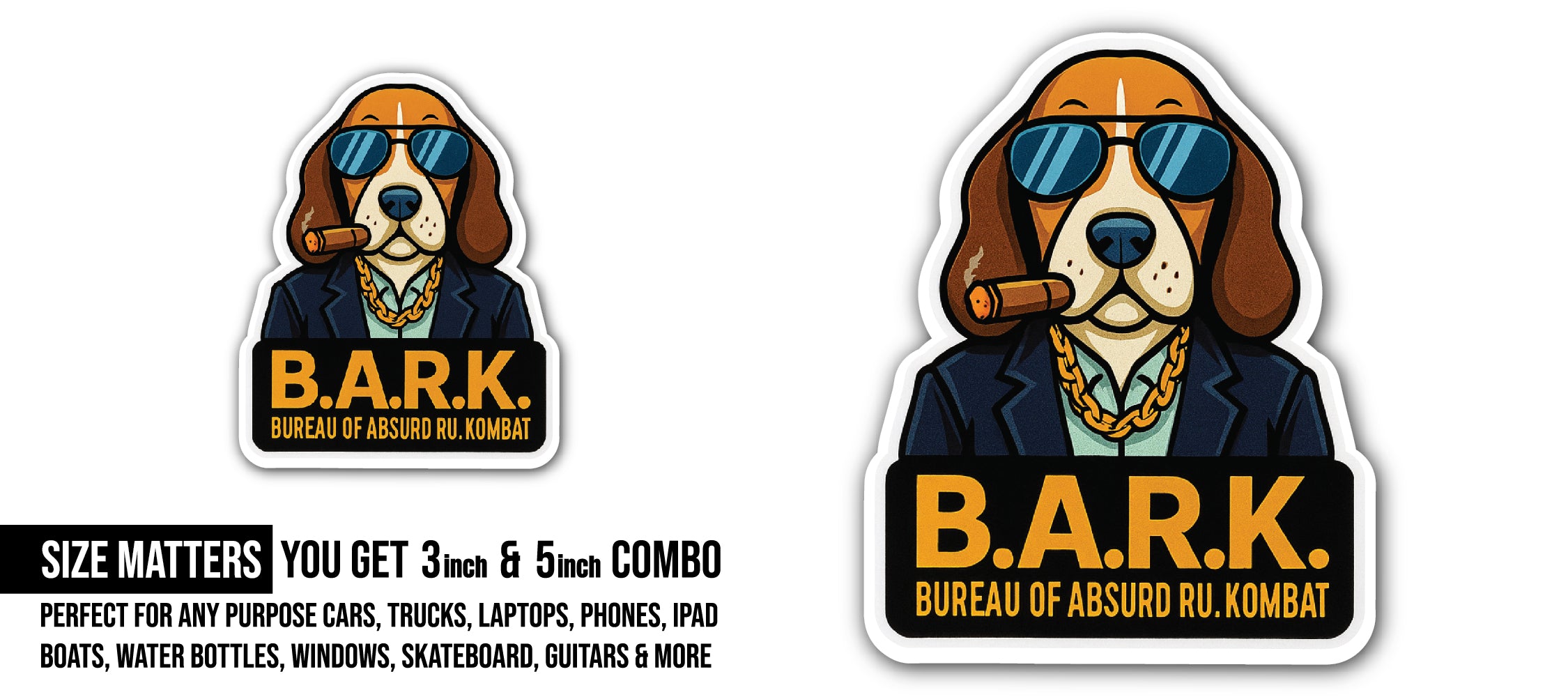 Boss Dog Sticker, Waterproof Vinyl Decal Sticker Indoor Or Outdoor 2 (Pieces) 3" and 5"