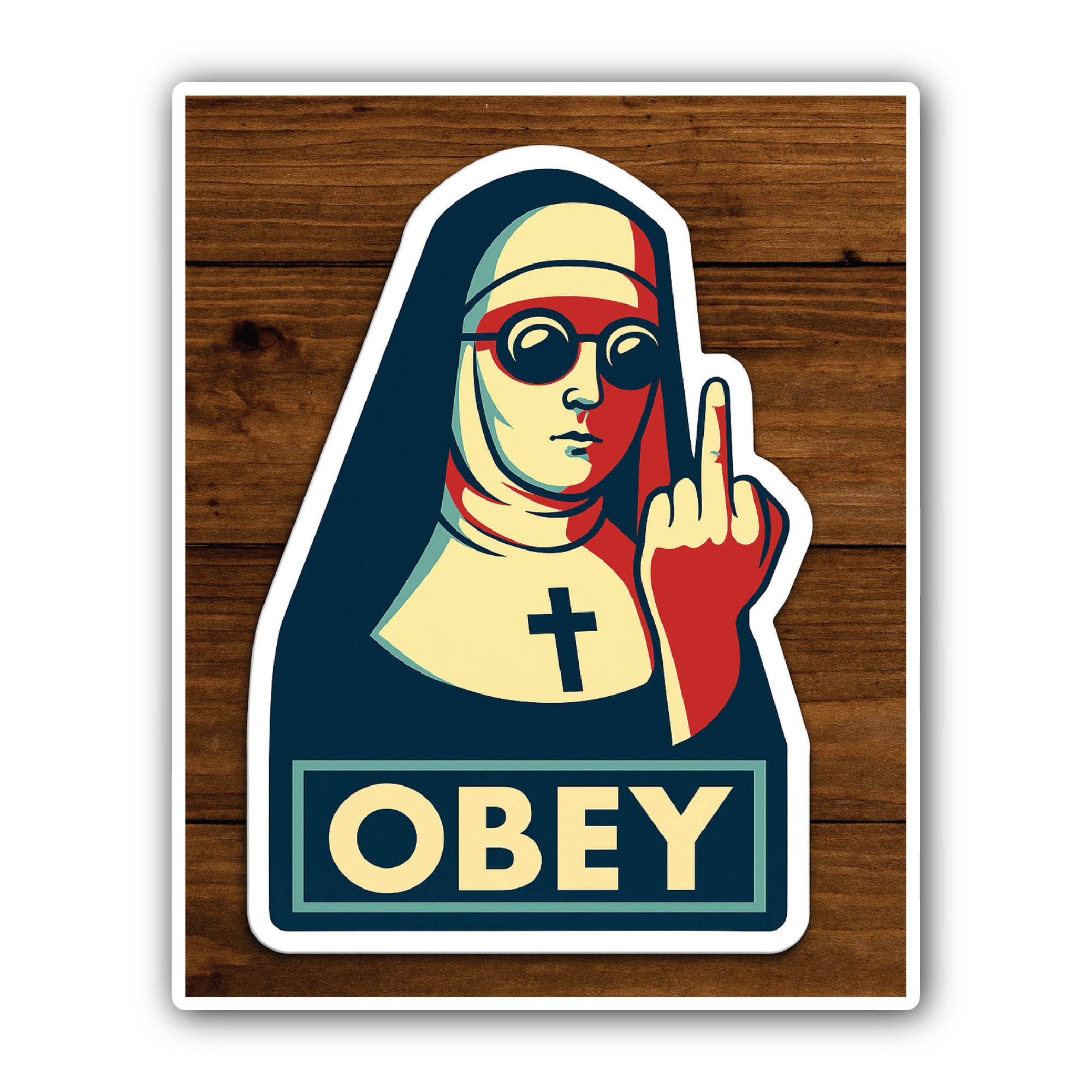Obey - Nun Sticker, Waterproof Vinyl Decal Sticker Indoor Or Outdoor 2 (Pieces) 3" and 5"