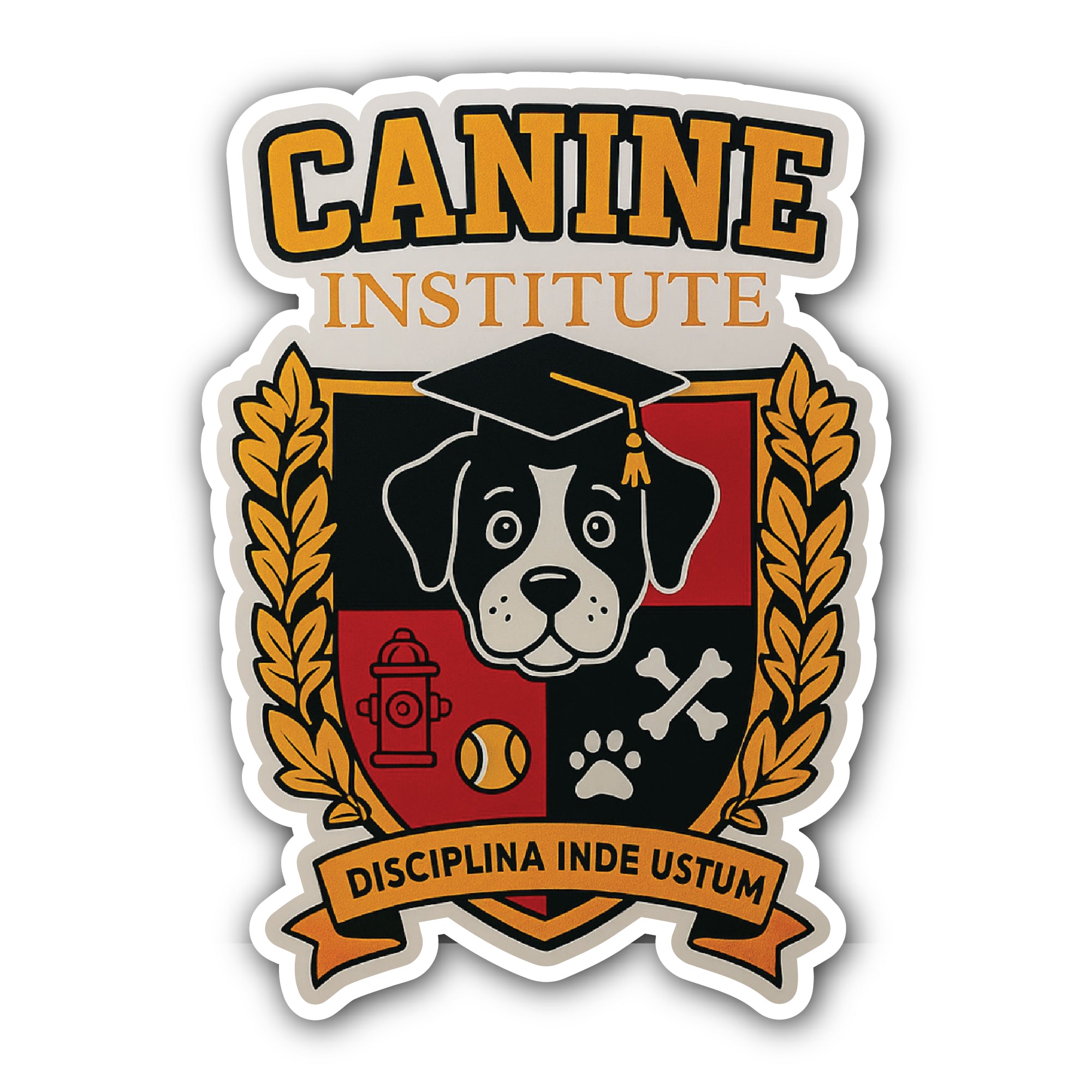 Canine Institute Crest Sticker, Waterproof Vinyl Decal Sticker Indoor Or Outdoor 2 (Pieces) 3" and 5"