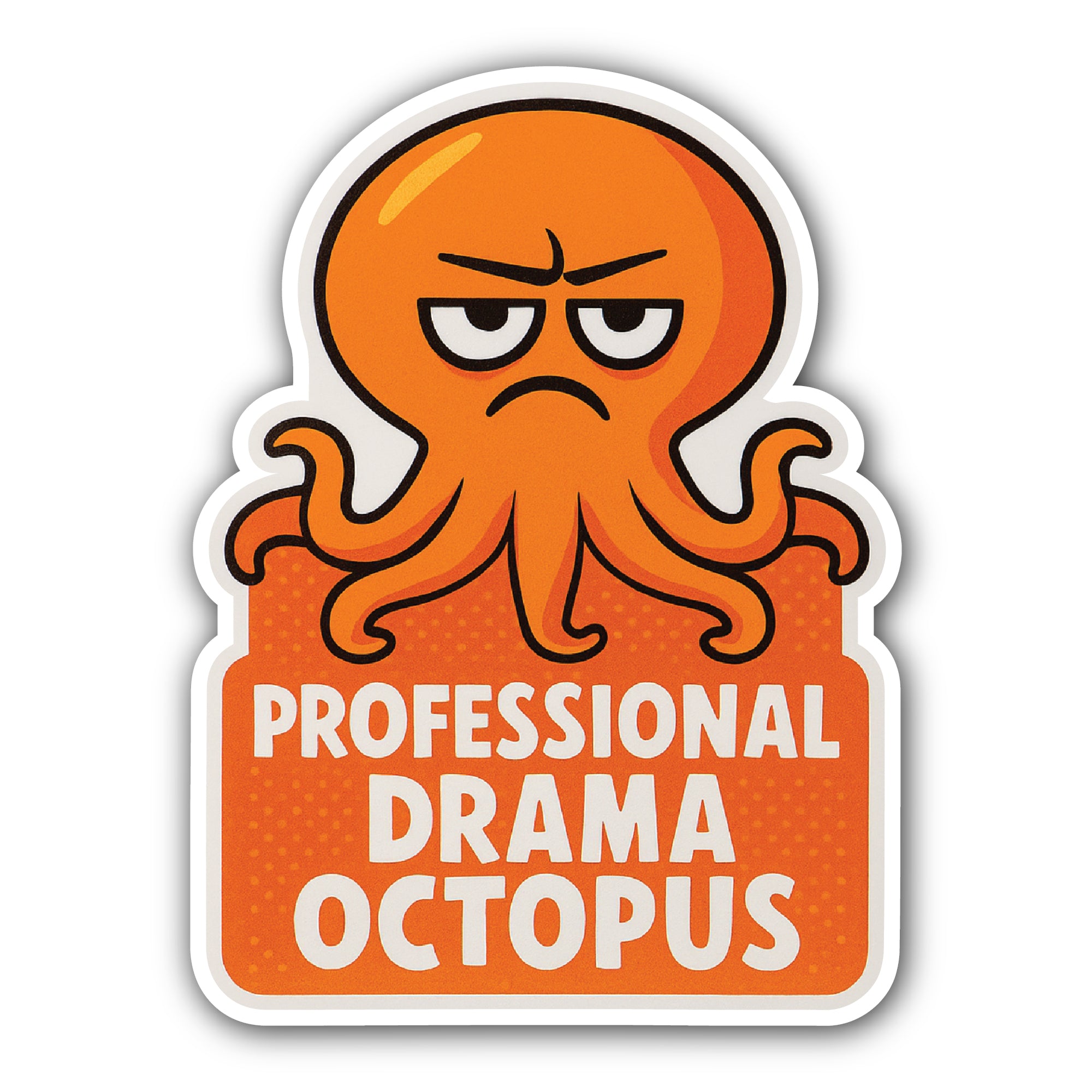 Orange Octopus Sticker, Waterproof Vinyl Decal Sticker Indoor Or Outdoor 2 (Pieces) 3" and 5"