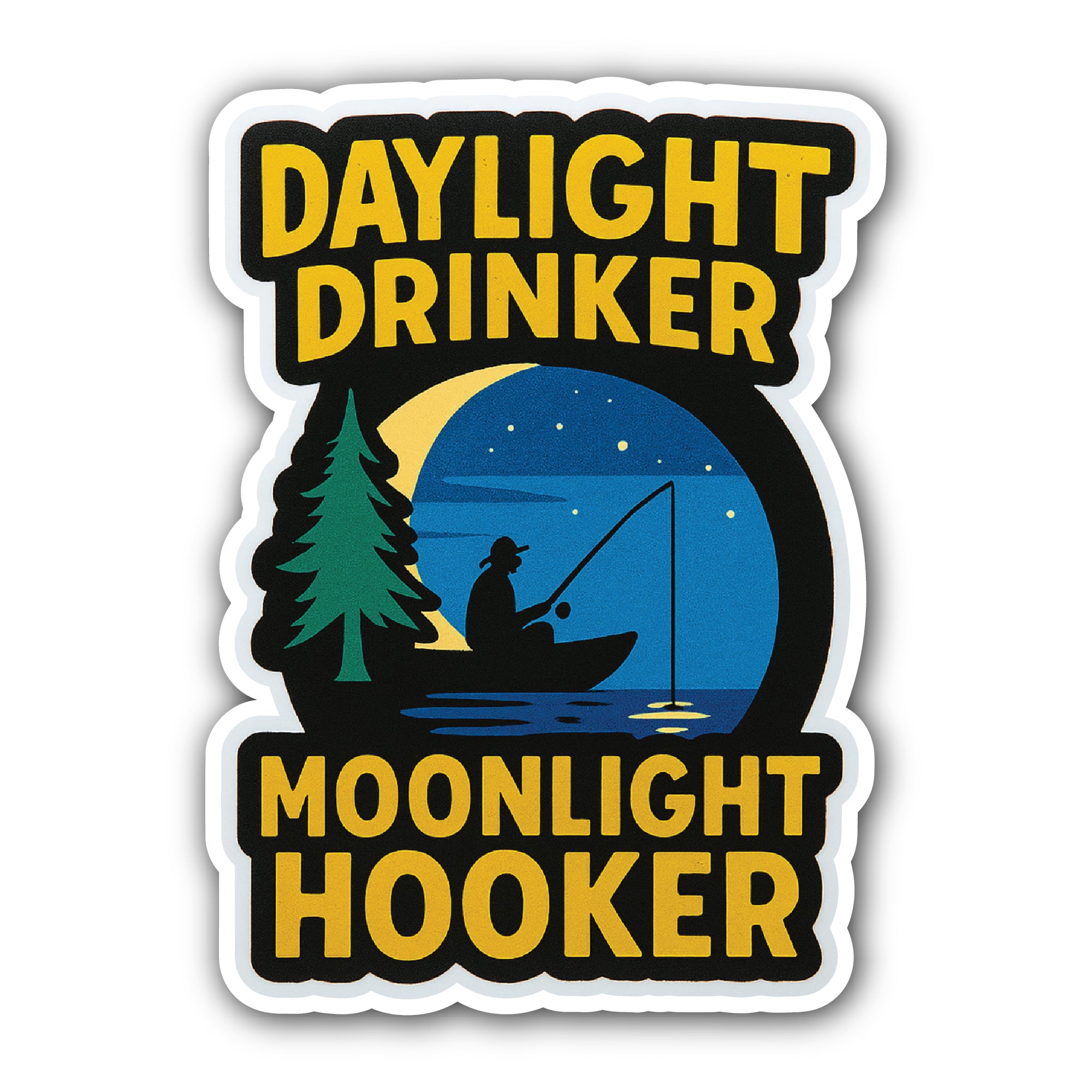 Daylight Drinker Moonlight Hooker Sticker, Waterproof Vinyl Decal Sticker Indoor Or Outdoor 2 (Pieces) 3" and 5"