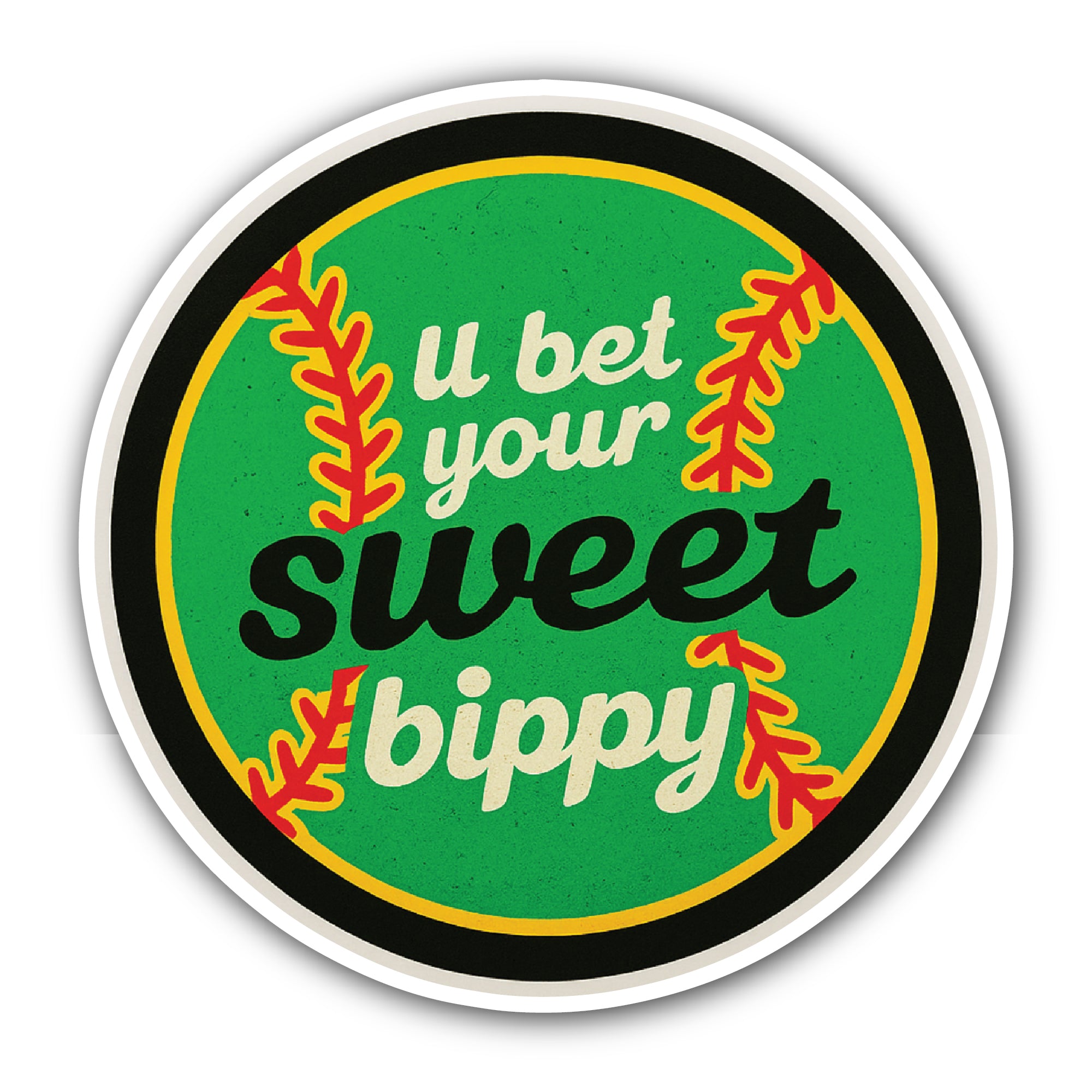 U Yours Sweet bippy Softball Sticker, Waterproof Vinyl Decal Sticker Indoor Or Outdoor 2 (Pieces) 3" and 5"