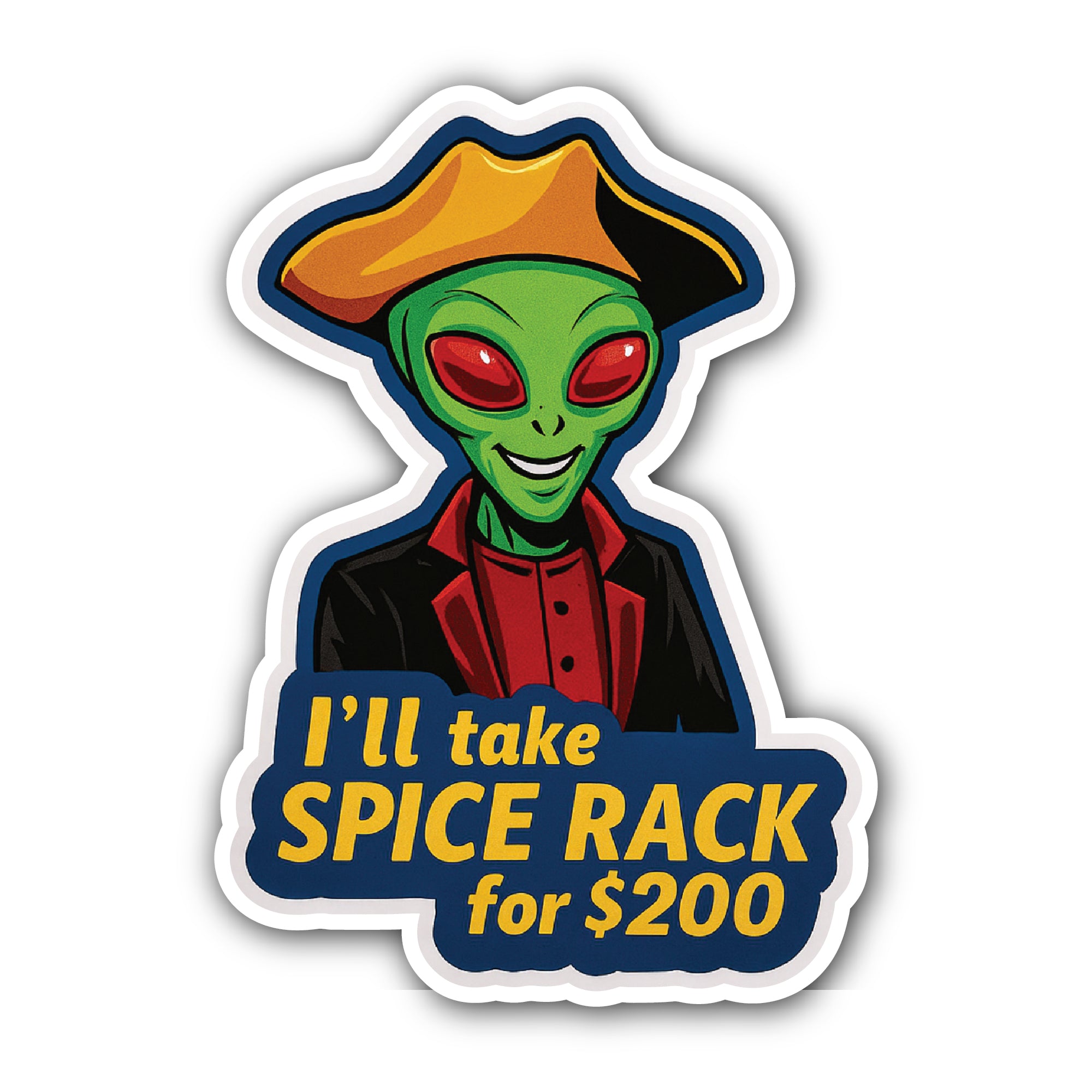 Alien Gentleman Sticker, Waterproof Vinyl Decal Sticker Indoor Or Outdoor 2 (Pieces) 3" and 5"