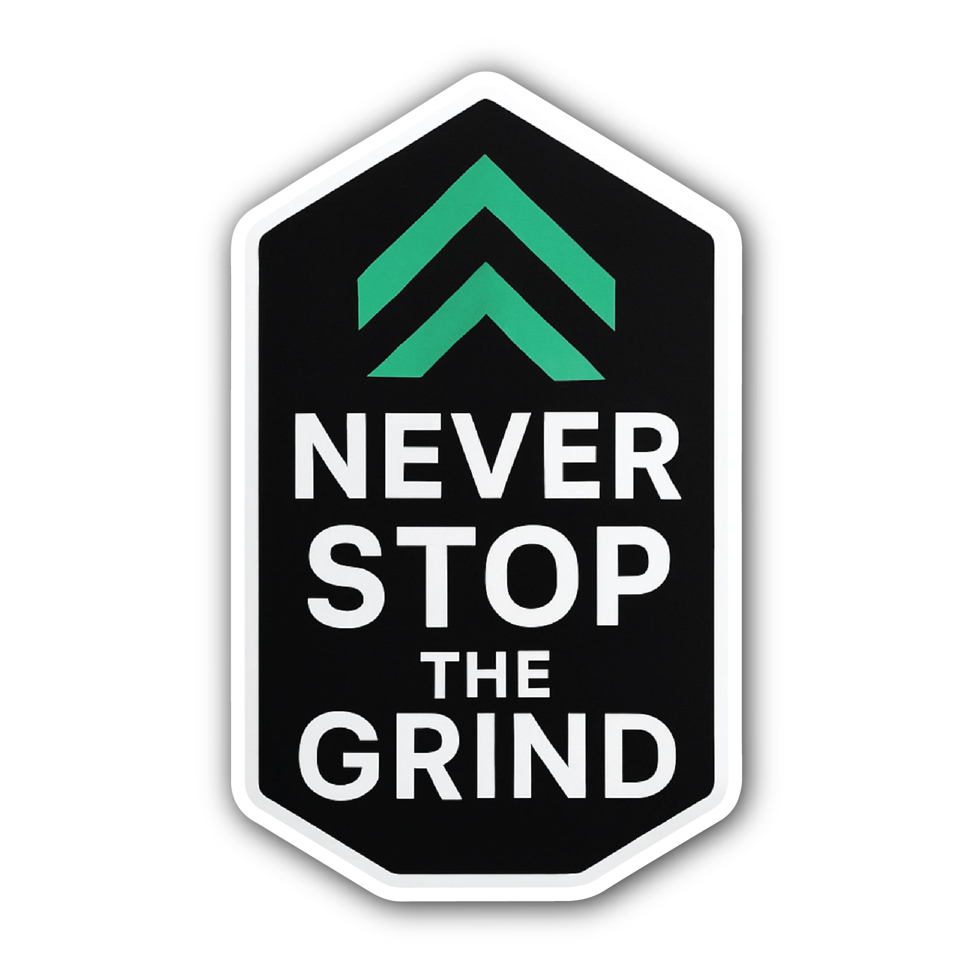 Never Stop The Grind Motivational Quote Sticker, Waterproof Vinyl Decal Sticker Indoor Or Outdoor 2 (Pieces) 3" and 5"