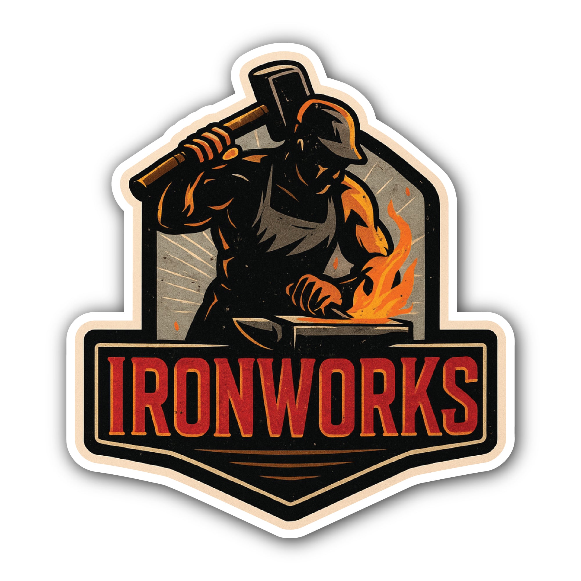 Ironworks Sticker, Waterproof Vinyl Decal Sticker Indoor Or Outdoor 2 (Pieces) 3" and 5"