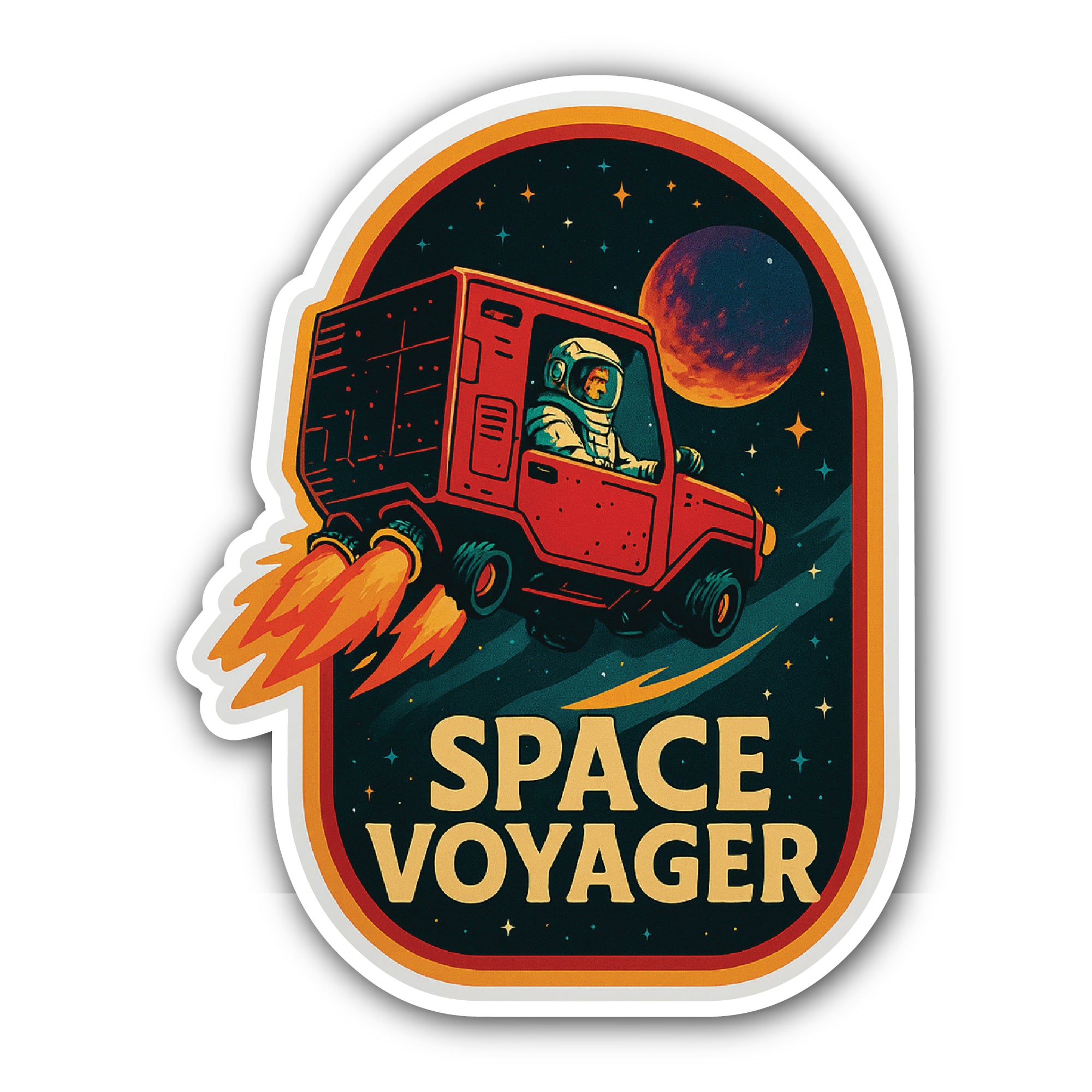 Space Voyager Sticker, Waterproof Vinyl Decal Sticker Indoor Or Outdoor 2 (Pieces) 3" and 5"