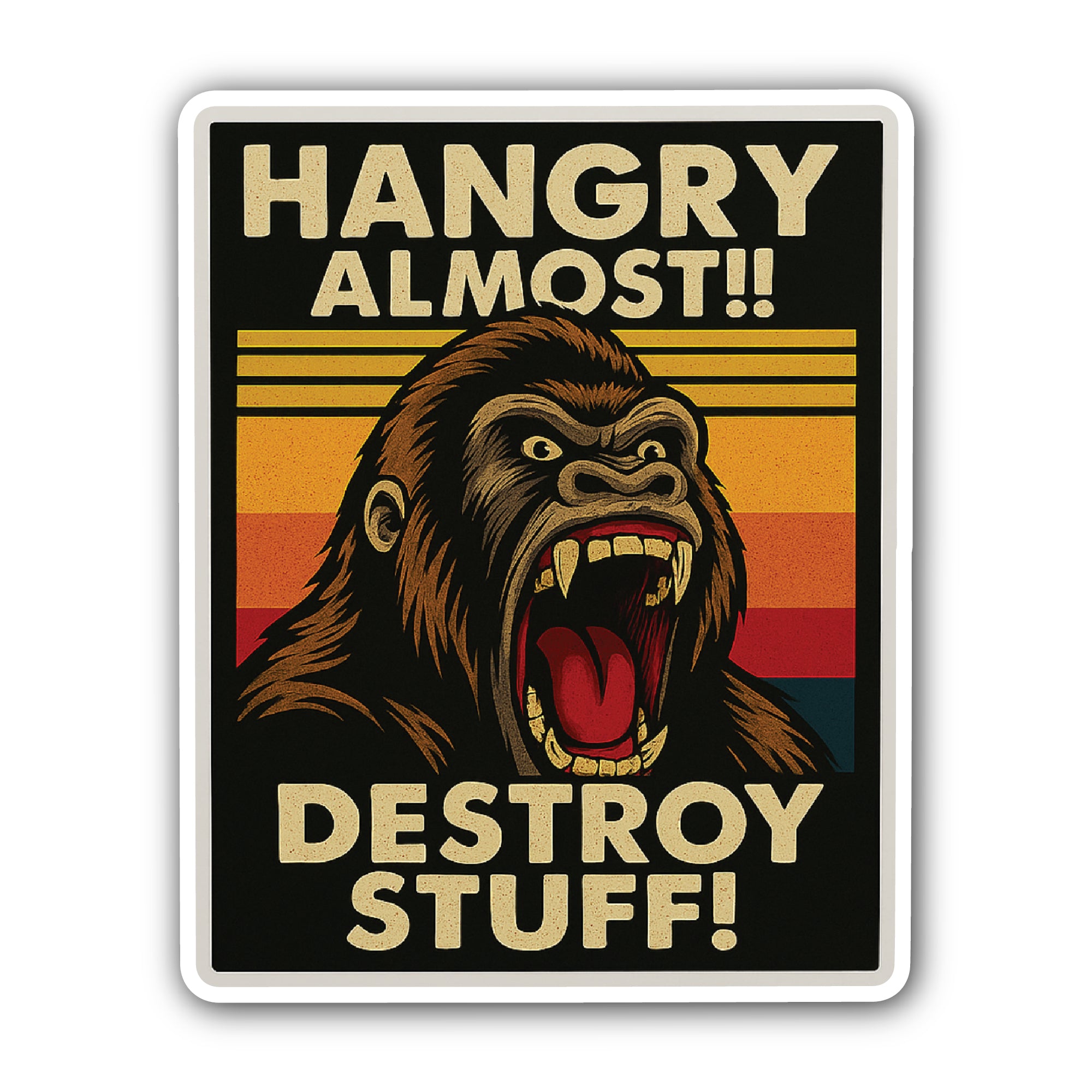 Angry Gorilla Sticker, Waterproof Vinyl Decal Sticker Indoor Or Outdoor 2 (Pieces) 3" and 5"