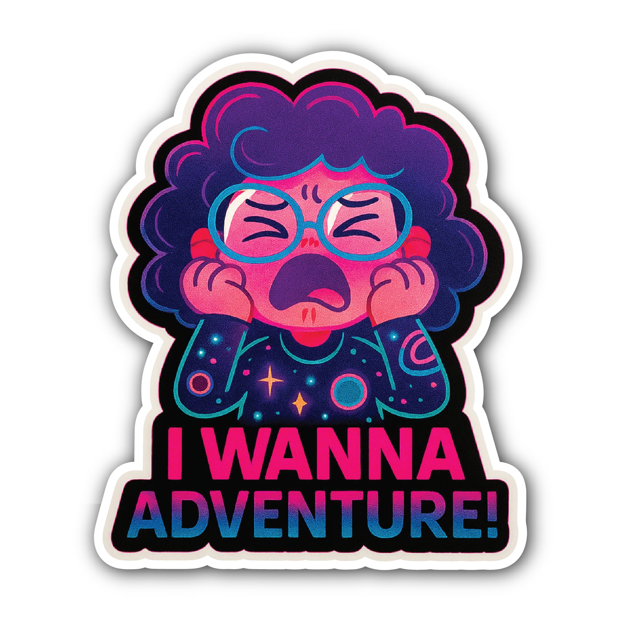 I Wanna Adventure Sticker, Waterproof Vinyl Decal Sticker Indoor Or Outdoor 2 (Pieces) 3" and 5"