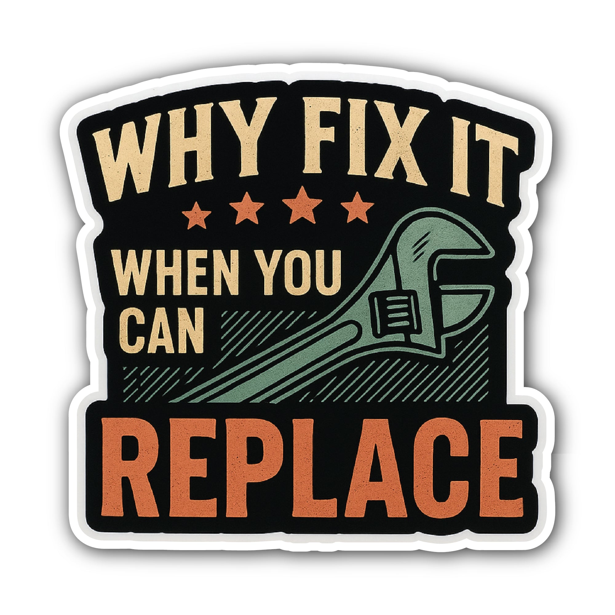WHY FIX IT Sticker, Waterproof Vinyl Decal Sticker Indoor Or Outdoor 2 (Pieces) 3" and 5"