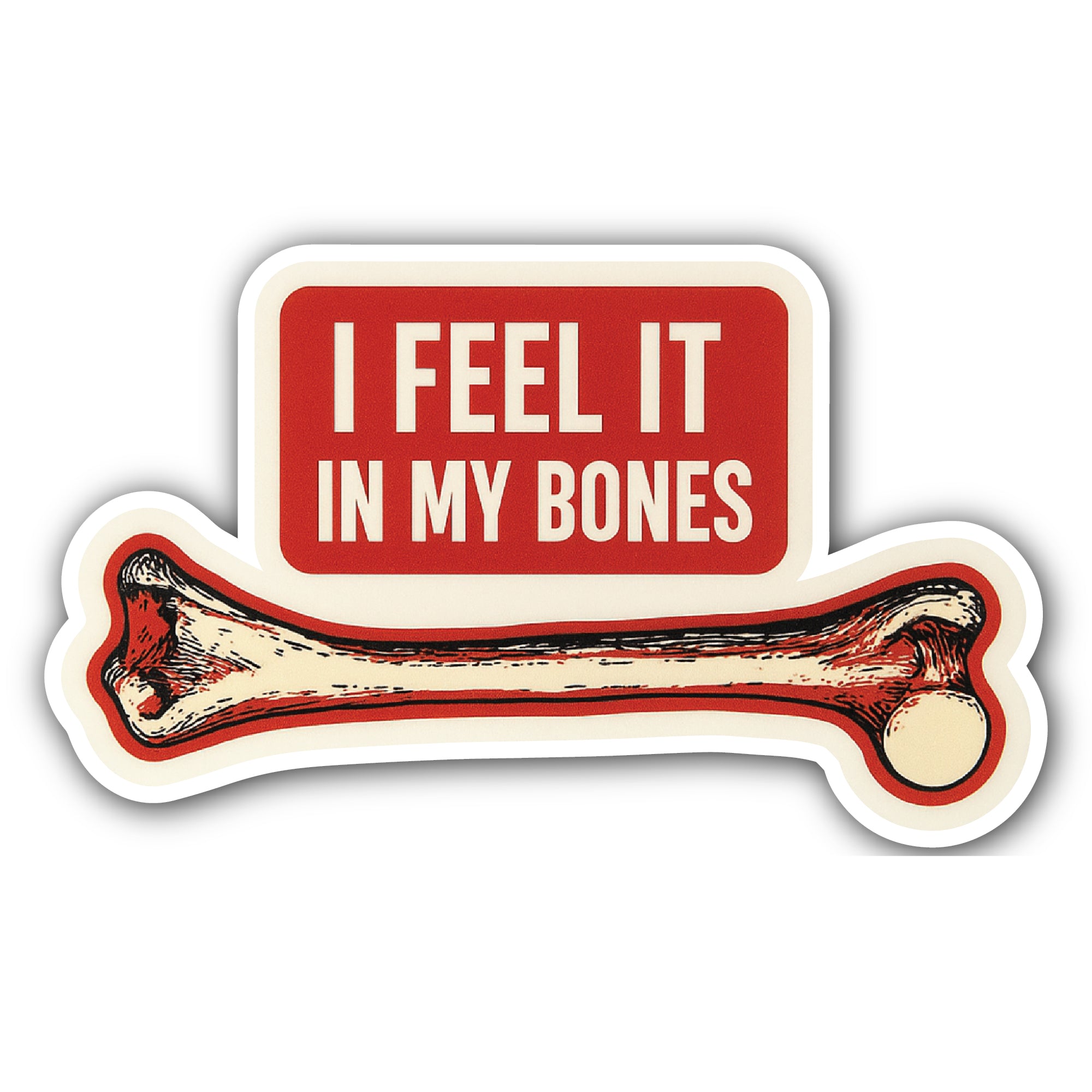 I Feel IT in My Bones Sticker, Waterproof Vinyl Decal Sticker Indoor Or Outdoor 2 (Pieces) 3" and 5"
