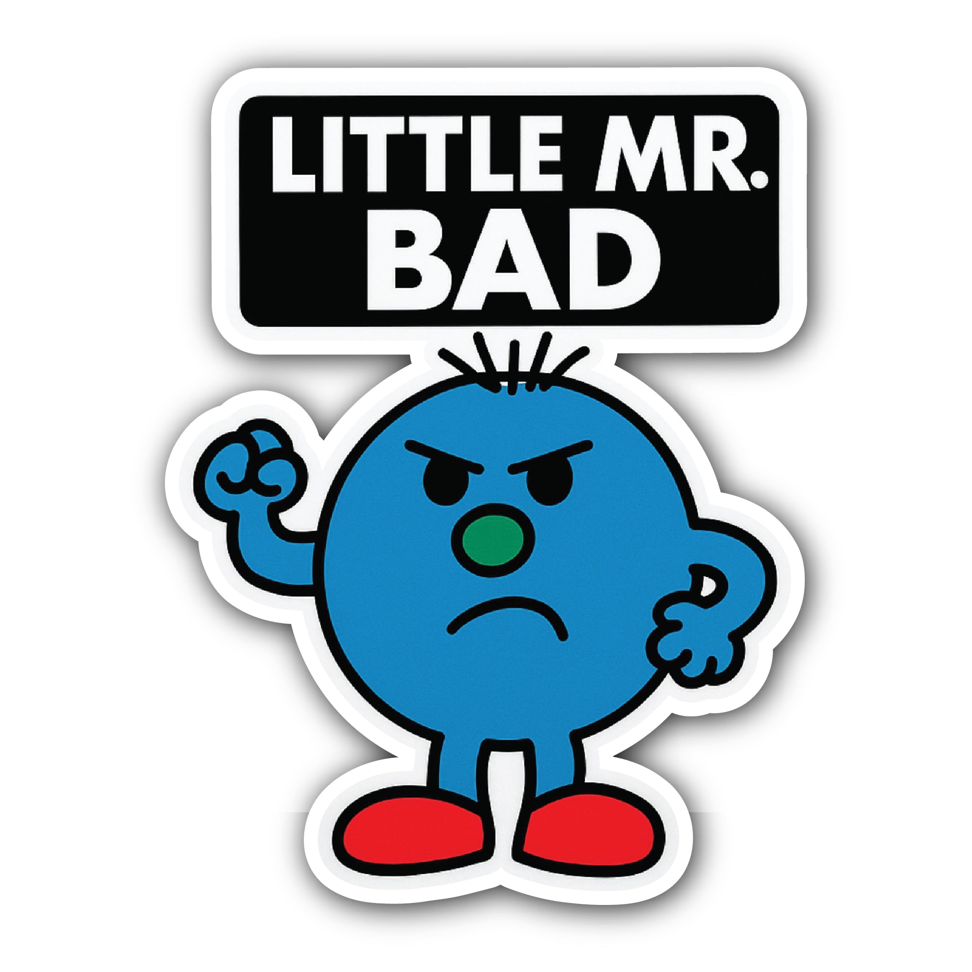 Little Mr. Bad Sticker, Waterproof Vinyl Decal Sticker Indoor Or Outdoor 2 (Pieces) 3" and 5"