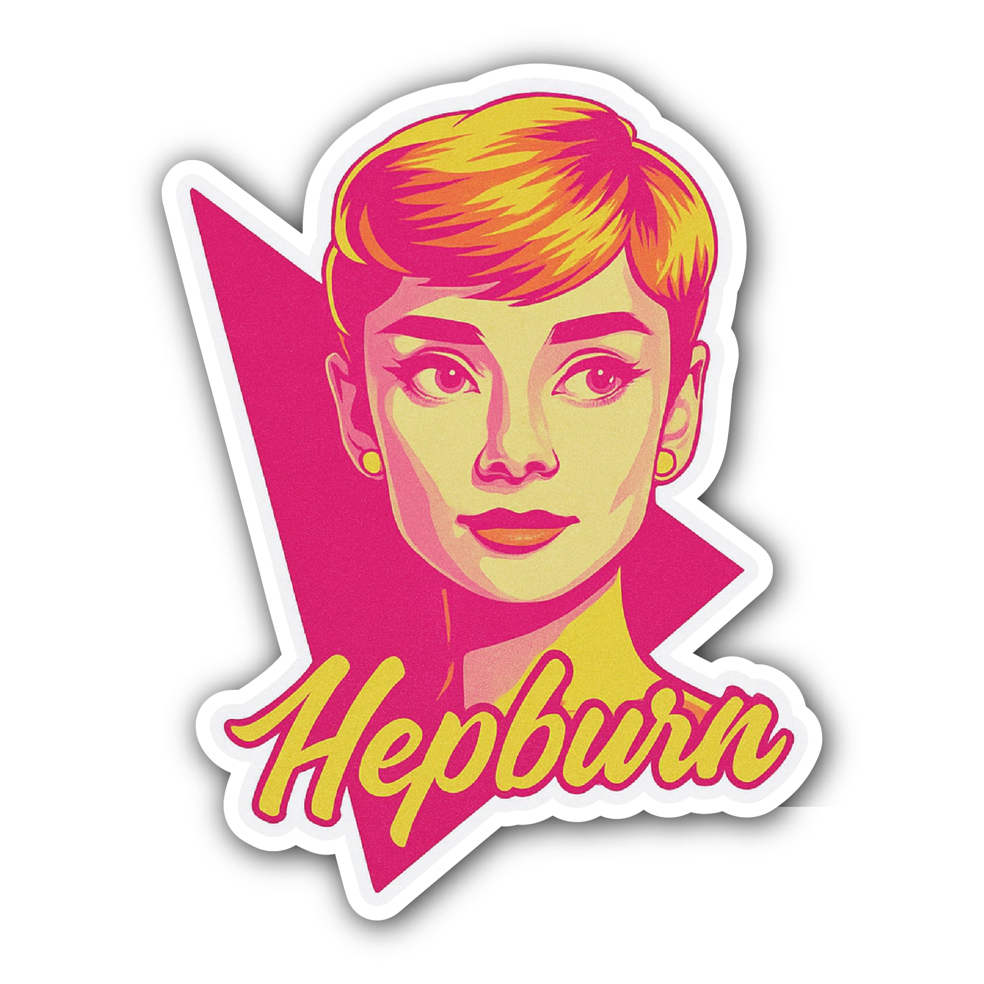 Hepburn Pop Art Sticker, Waterproof Vinyl Decal Sticker Indoor Or Outdoor 2 (Pieces) 3" and 5"