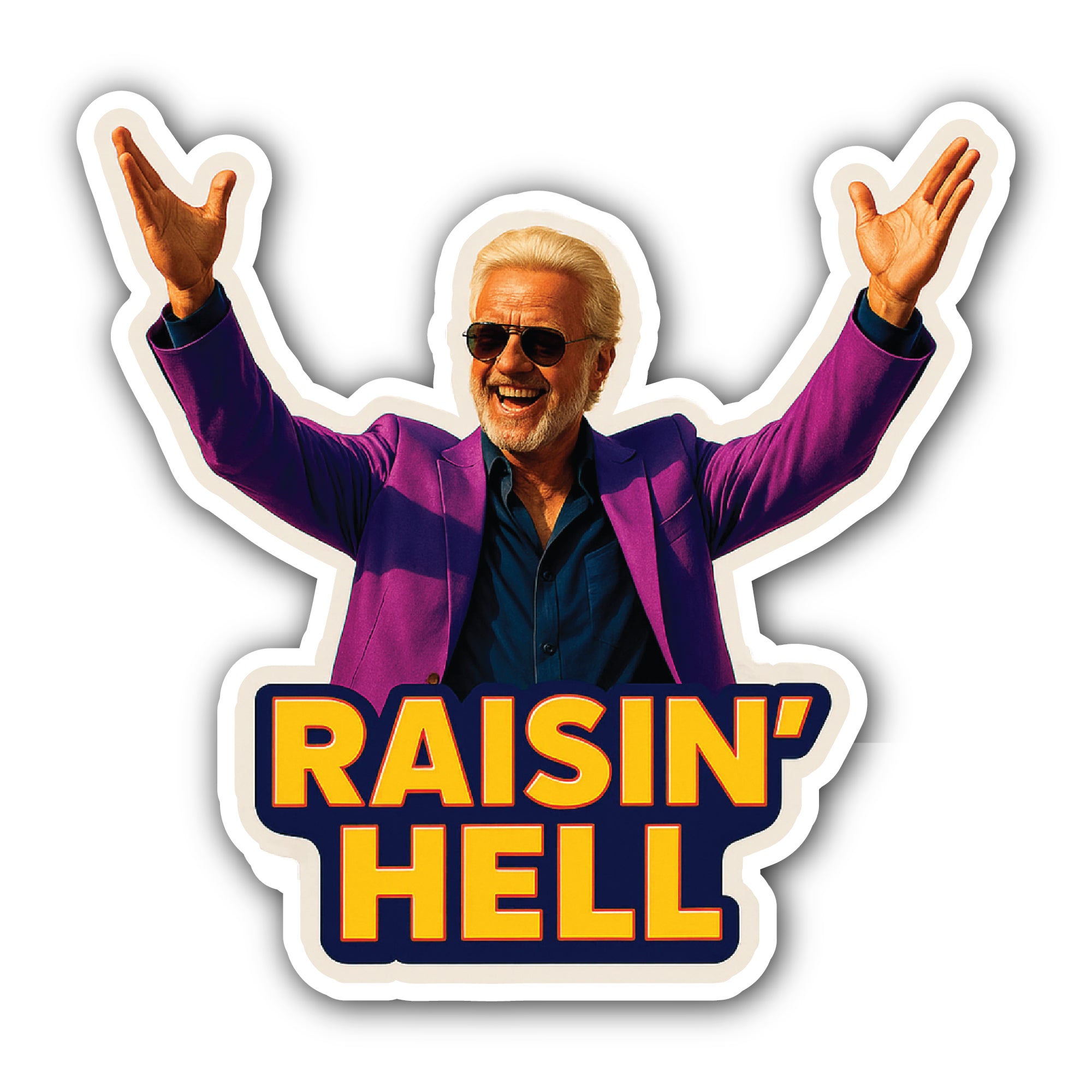 Raisin Hell Sticker, Waterproof Vinyl Decal Sticker Indoor Or Outdoor 2 (Pieces) 3" and 5"