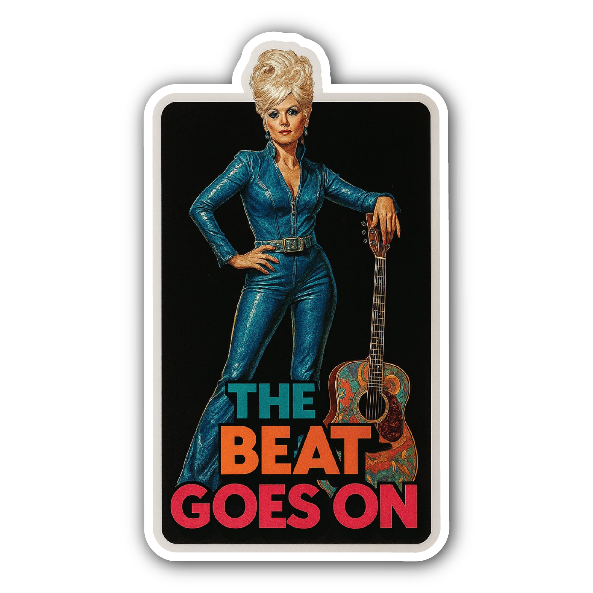 The Beat GOES ON Sticker, Waterproof Vinyl Decal Sticker Indoor Or Outdoor 2 (Pieces) 3" and 5"