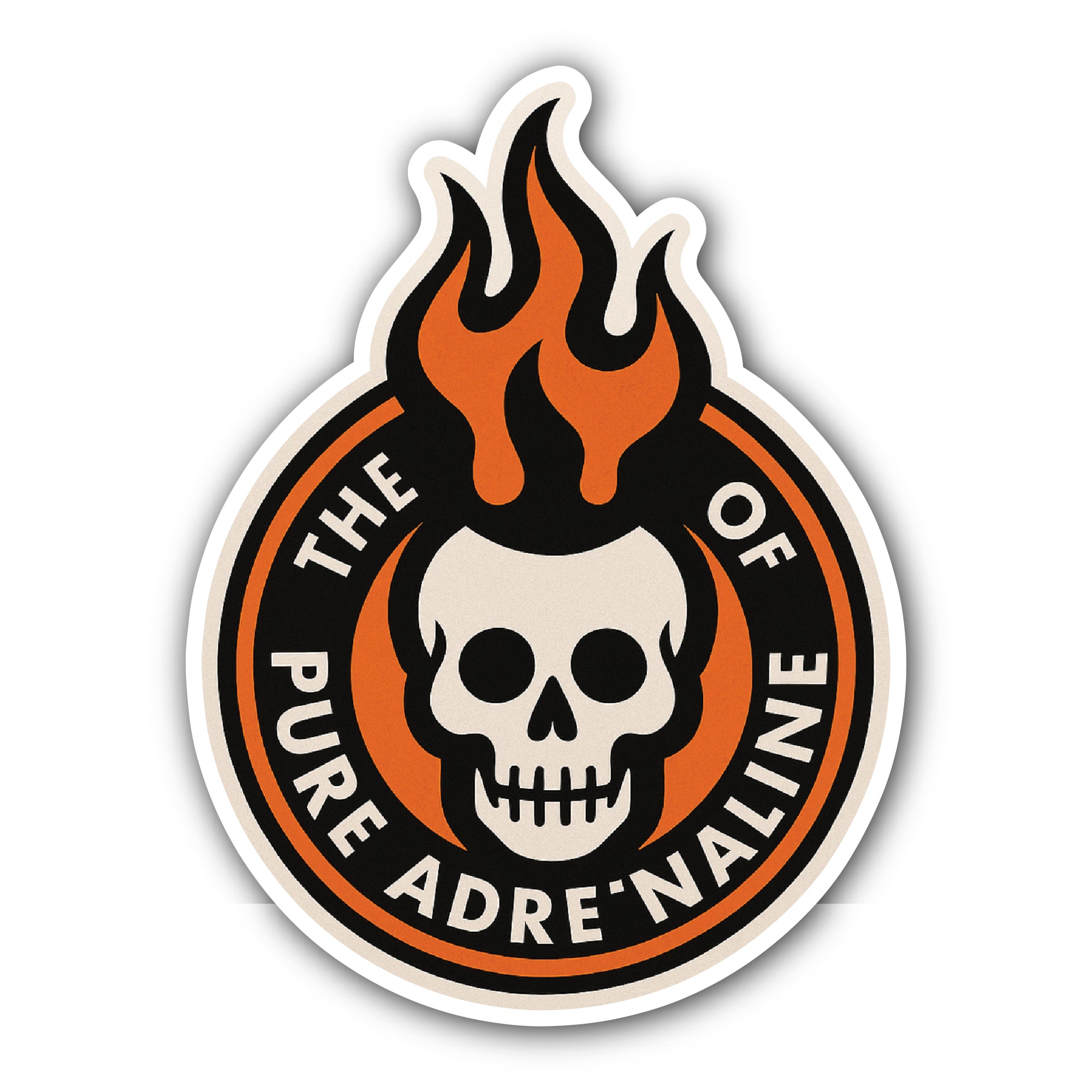 Pure Adrenaline Skull Sticker, Waterproof Vinyl Decal Sticker Indoor Or Outdoor 2 (Pieces) 3" and 5"