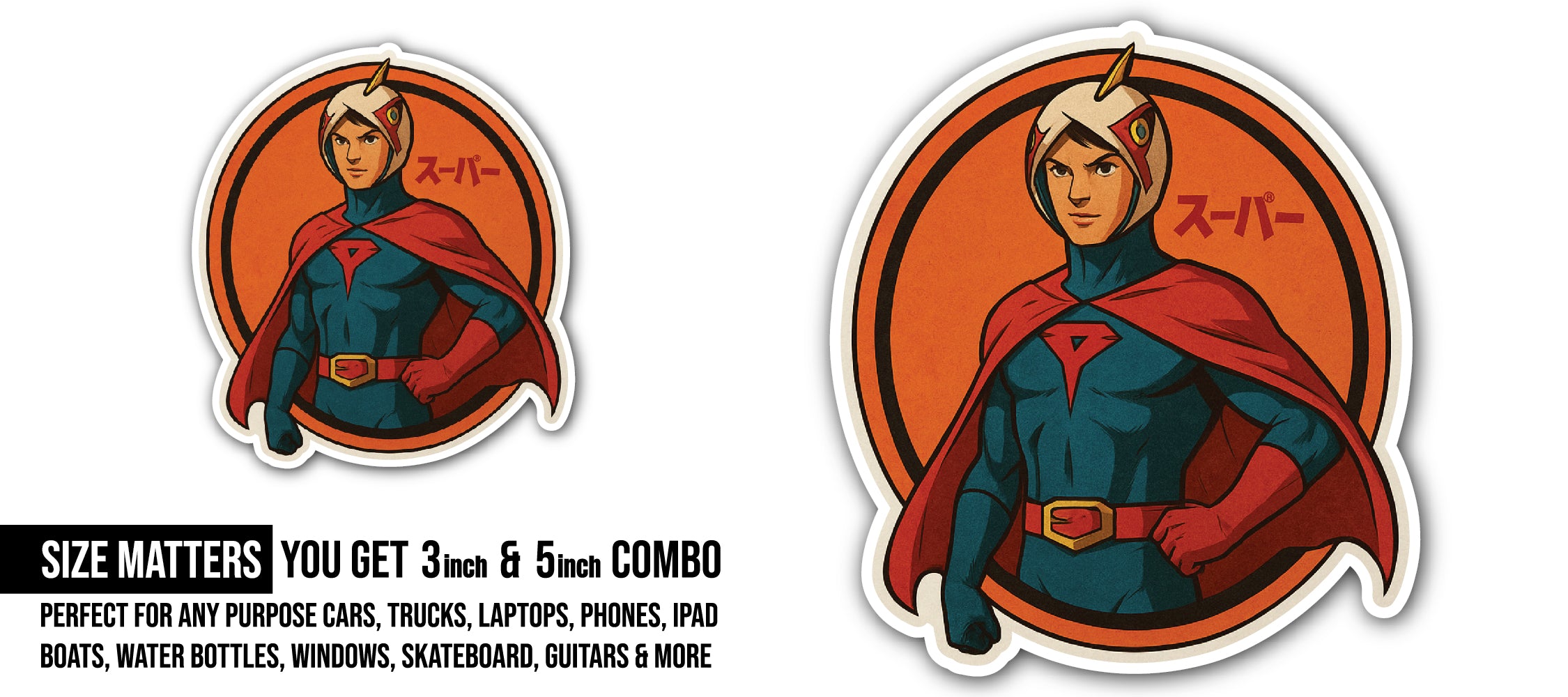 Super Jetter Sticker, Waterproof Vinyl Decal Sticker Indoor Or Outdoor 2 (Pieces) 3" and 5"