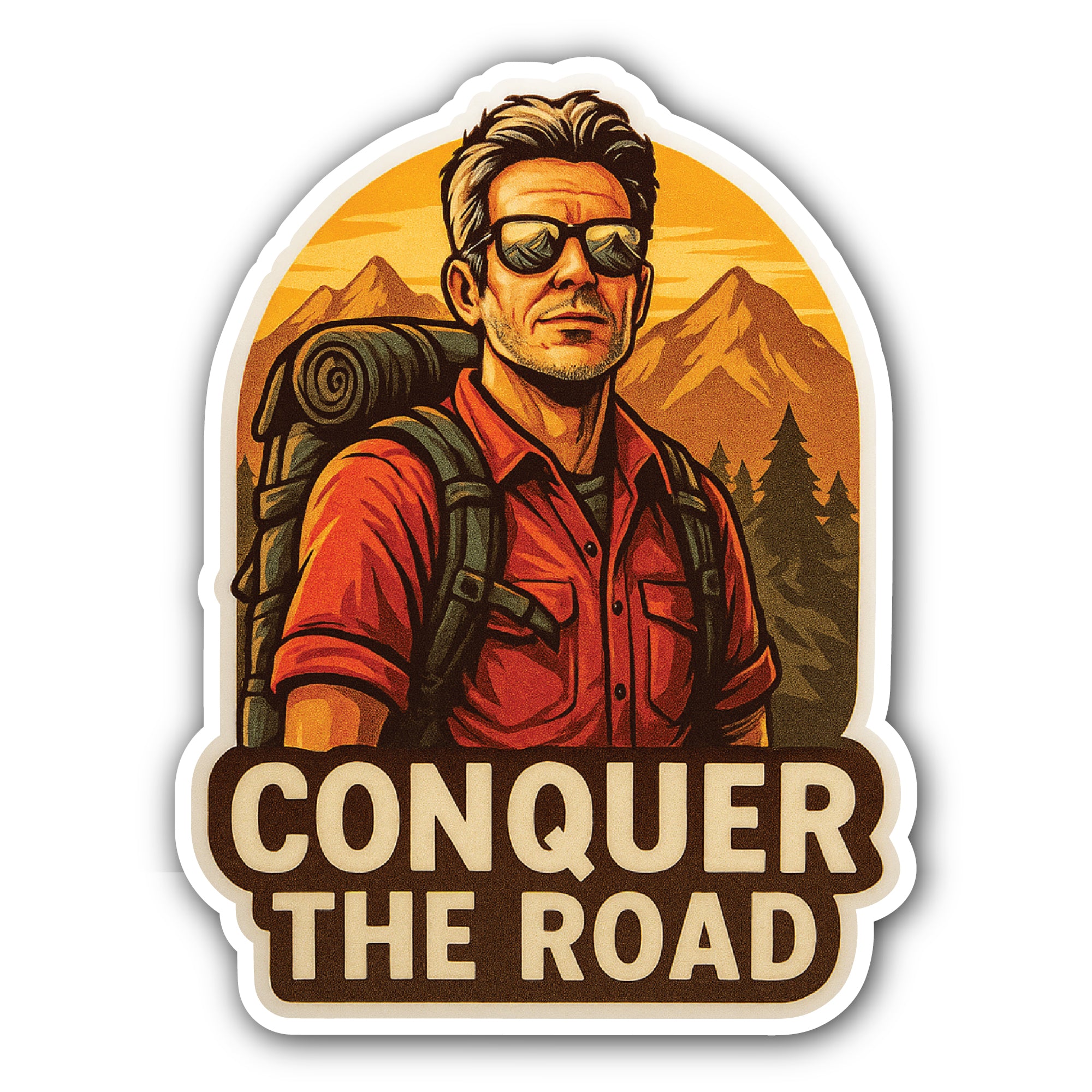 Conquer The Road Sticker, Waterproof Vinyl Decal Sticker Indoor Or Outdoor 2 (Pieces) 3" and 5"