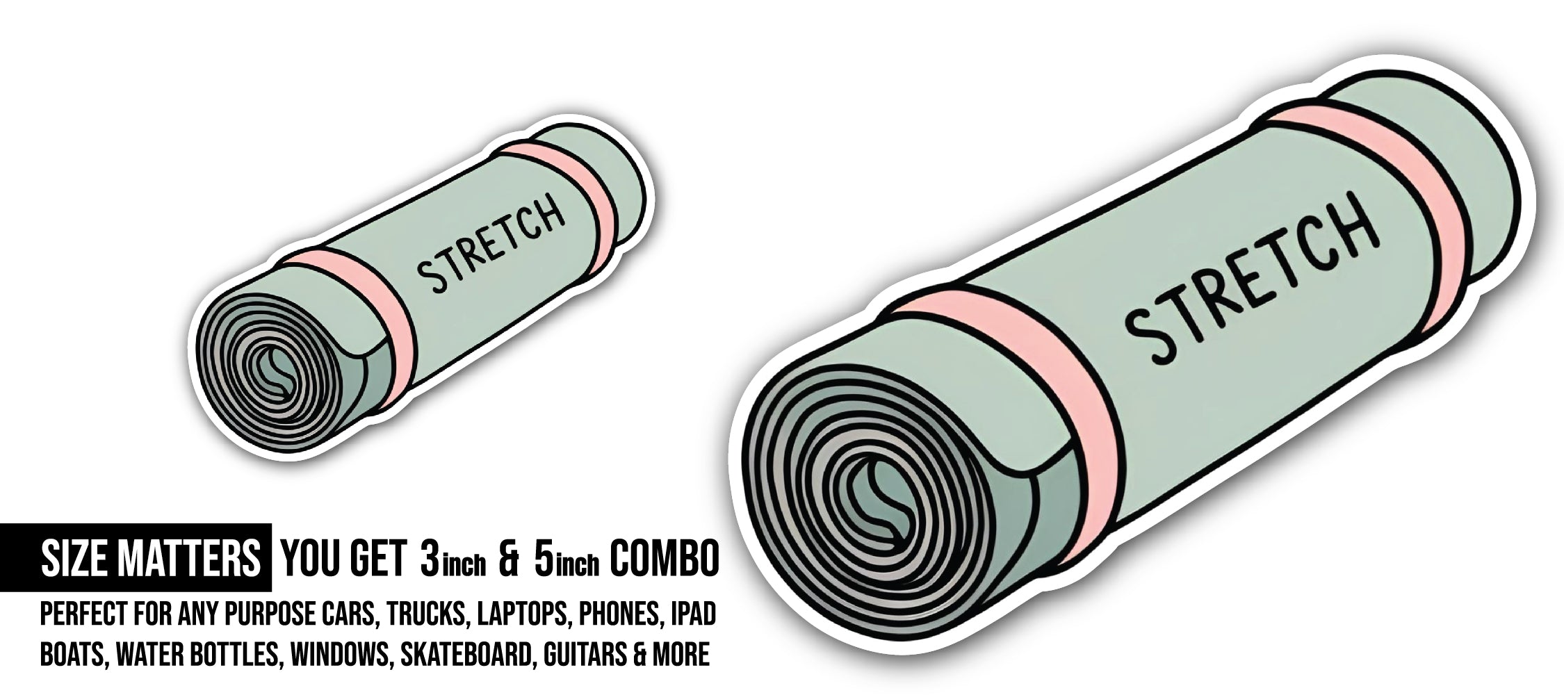 Stretch Sticker, Waterproof Vinyl Decal Sticker Indoor Or Outdoor 2 (Pieces) 3" and 5"