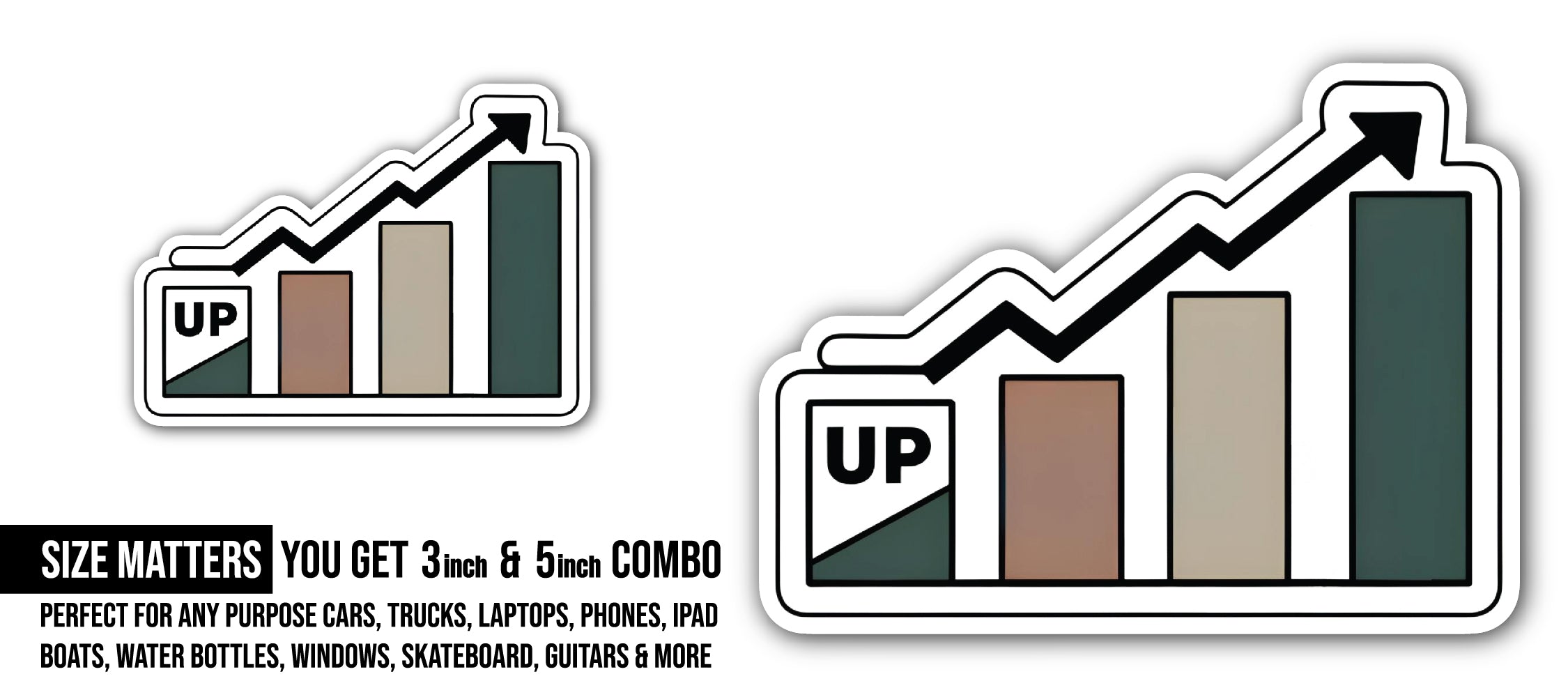 Business graphs and Charts Sticker, Waterproof Vinyl Decal Sticker Indoor Or Outdoor 2 (Pieces) 3" and 5"