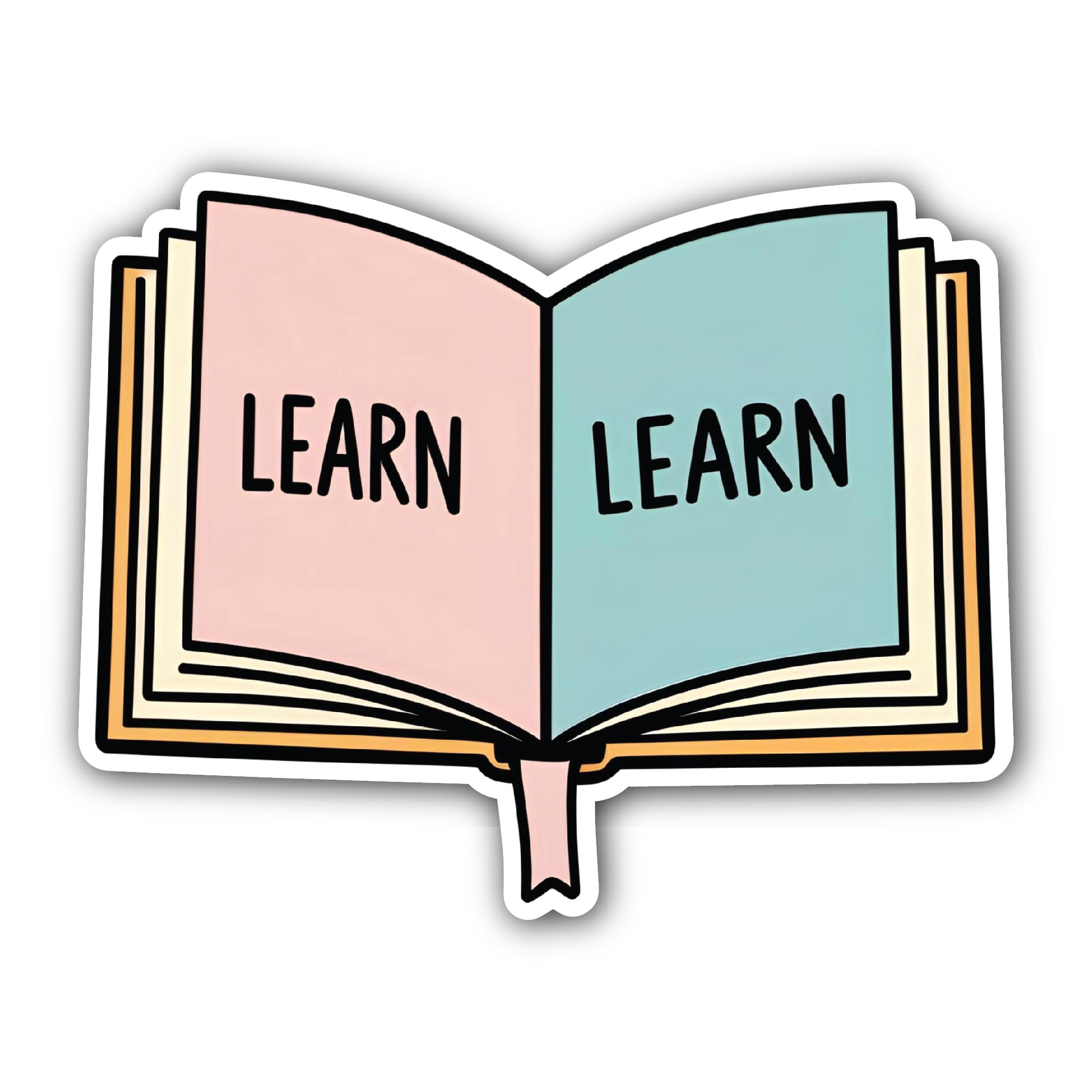 Learn Sticker, Waterproof Vinyl Decal Sticker Indoor Or Outdoor 2 (Pieces) 3" and 5"