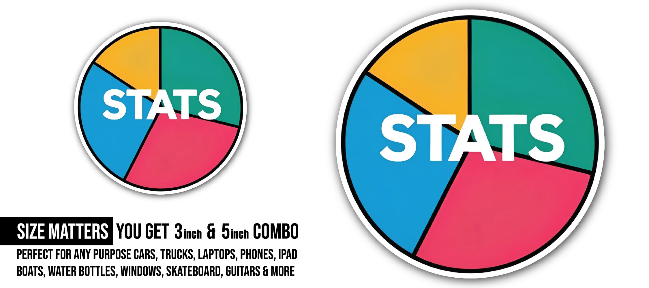 Stats Sticker, Waterproof Vinyl Decal Sticker Indoor Or Outdoor 2 (Pieces) 3" and 5"