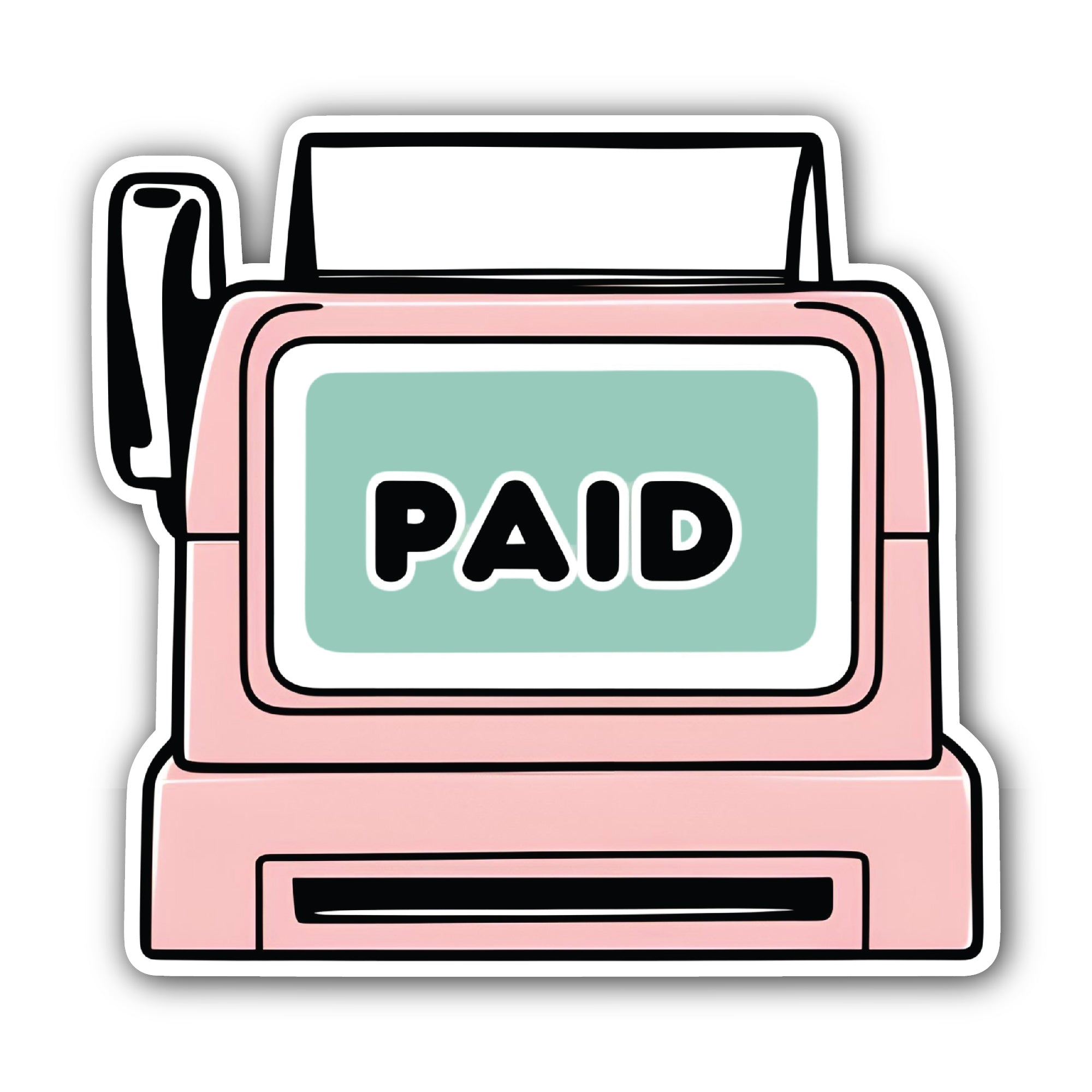 Paid Cash Register Sticker, Waterproof Vinyl Decal Sticker Indoor Or Outdoor 2 (Pieces) 3" and 5"