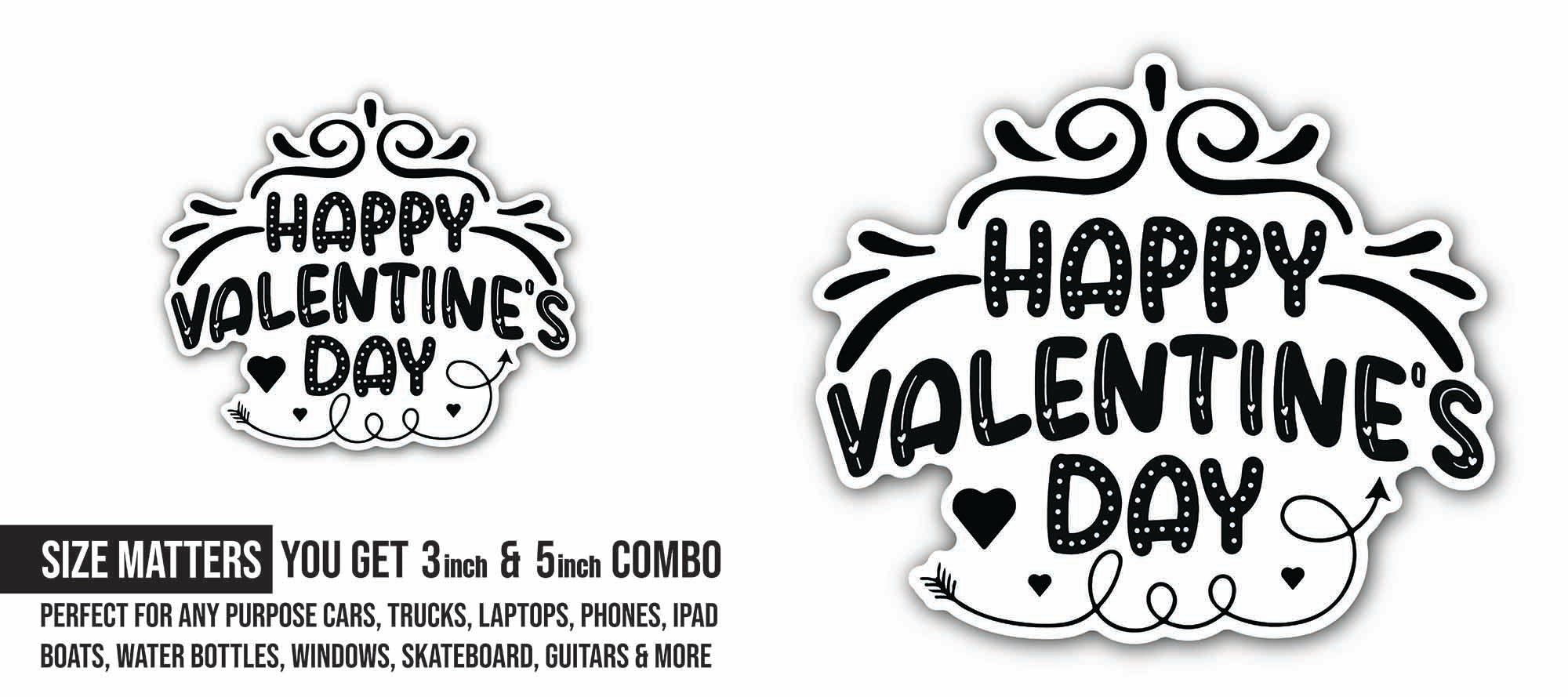 Valentine Day Wish Sticker, Waterproof Vinyl Decal Sticker Indoor Or Outdoor 2 (Pieces) 3" and 5"