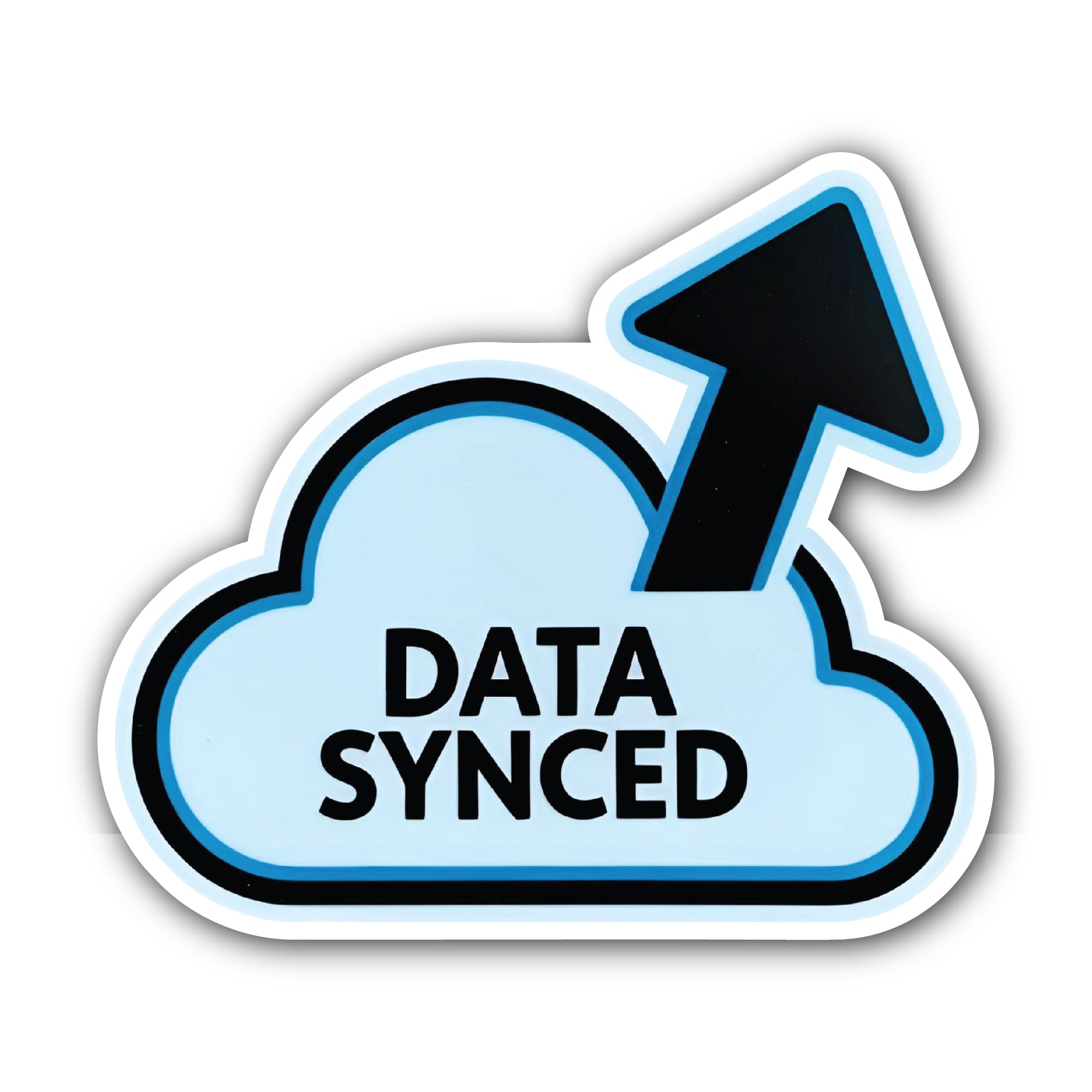 Data Synced Sticker, Waterproof Vinyl Decal Sticker Indoor Or Outdoor 2 (Pieces) 3" and 5"