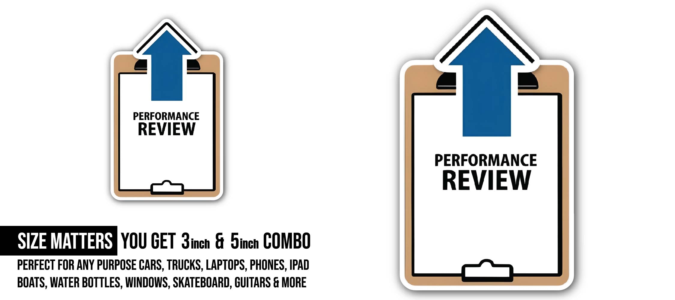 Performance Review Sticker, Waterproof Vinyl Decal Sticker Indoor Or Outdoor 2 (Pieces) 3" and 5"
