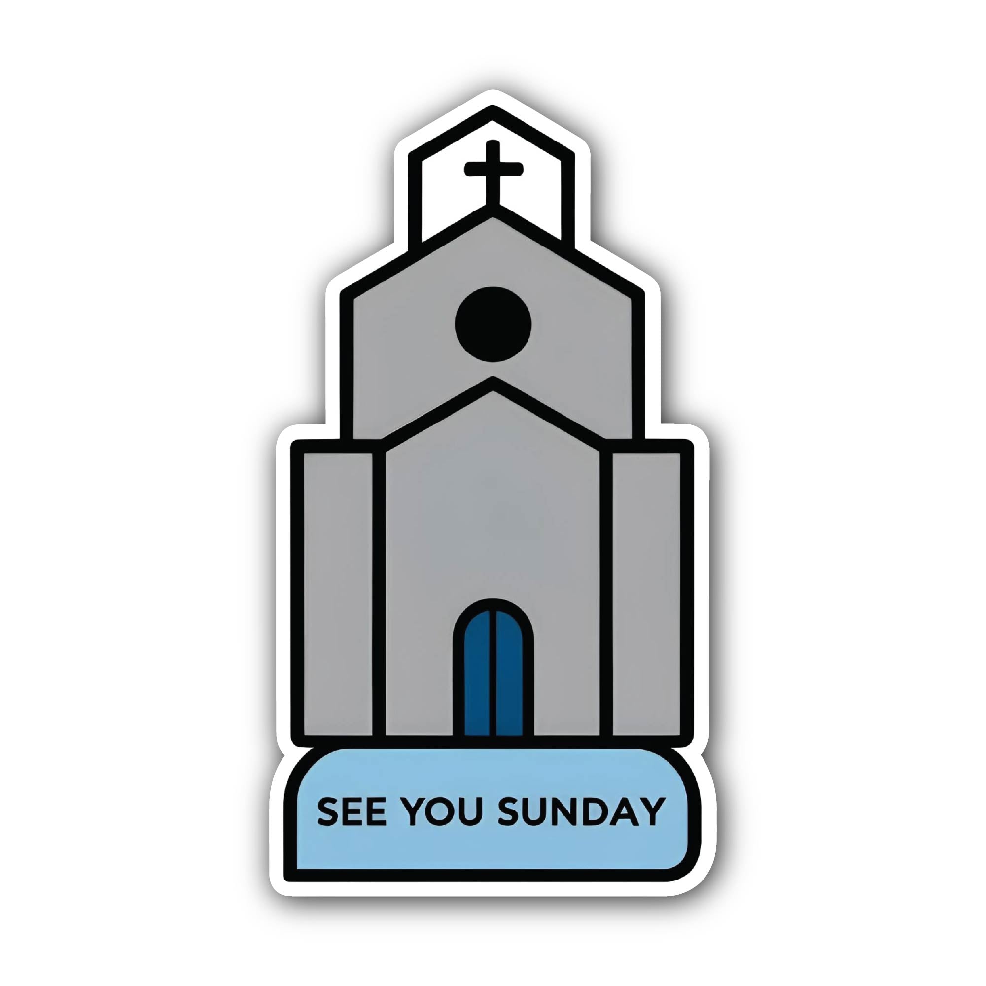 Church Sunday Reminder Sticker, Waterproof Vinyl Decal Sticker Indoor Or Outdoor 2 (Pieces) 3" and 5"