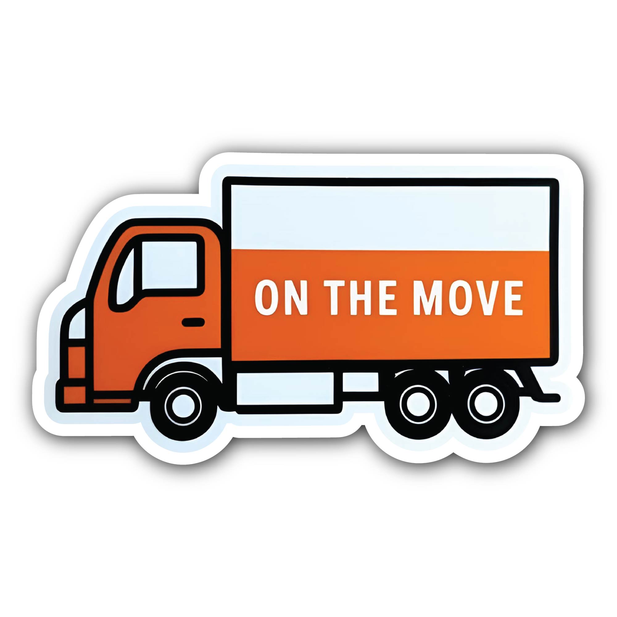 On The Move Sticker, Waterproof Vinyl Decal Sticker Indoor Or Outdoor 2 (Pieces) 3" and 5"