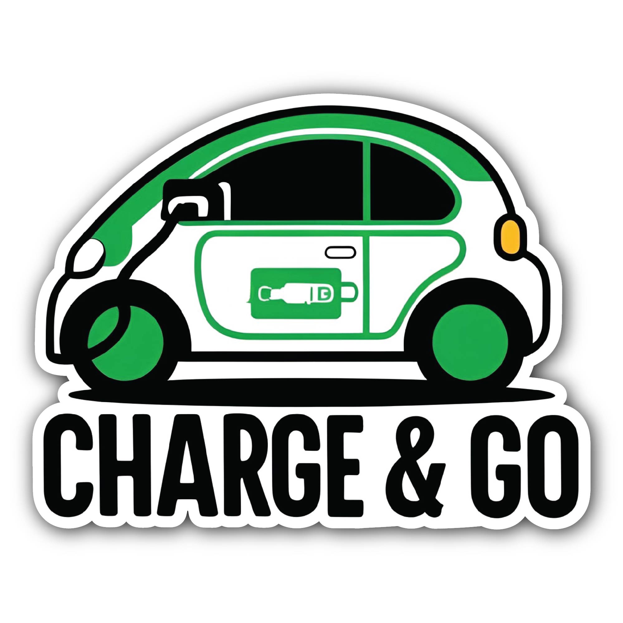 Charge & Go Sticker, Waterproof Vinyl Decal Sticker Indoor Or Outdoor 2 (Pieces) 3" and 5"