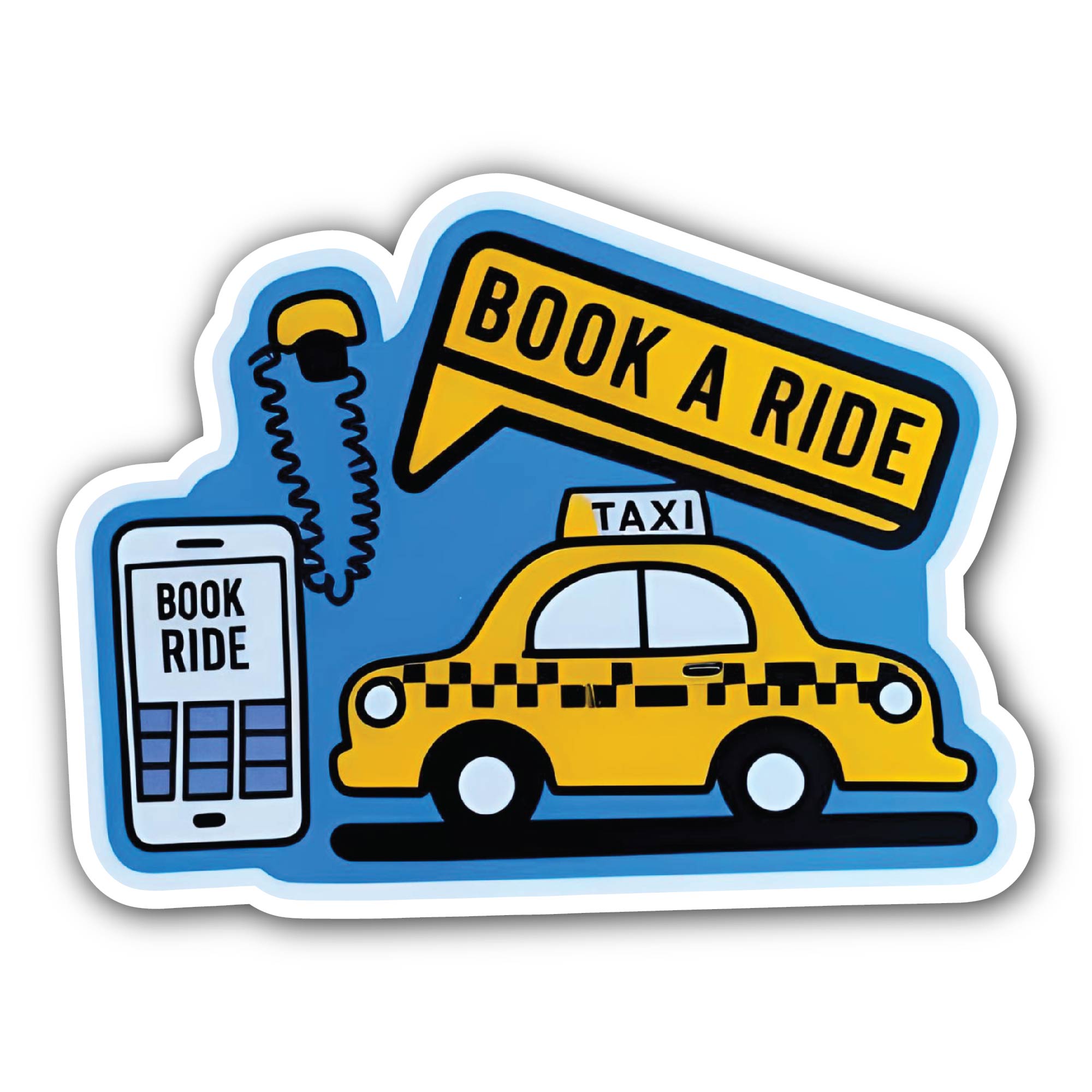 Book a Ride Sticker, Waterproof Vinyl Decal Sticker Indoor Or Outdoor 2 (Pieces) 3" and 5"