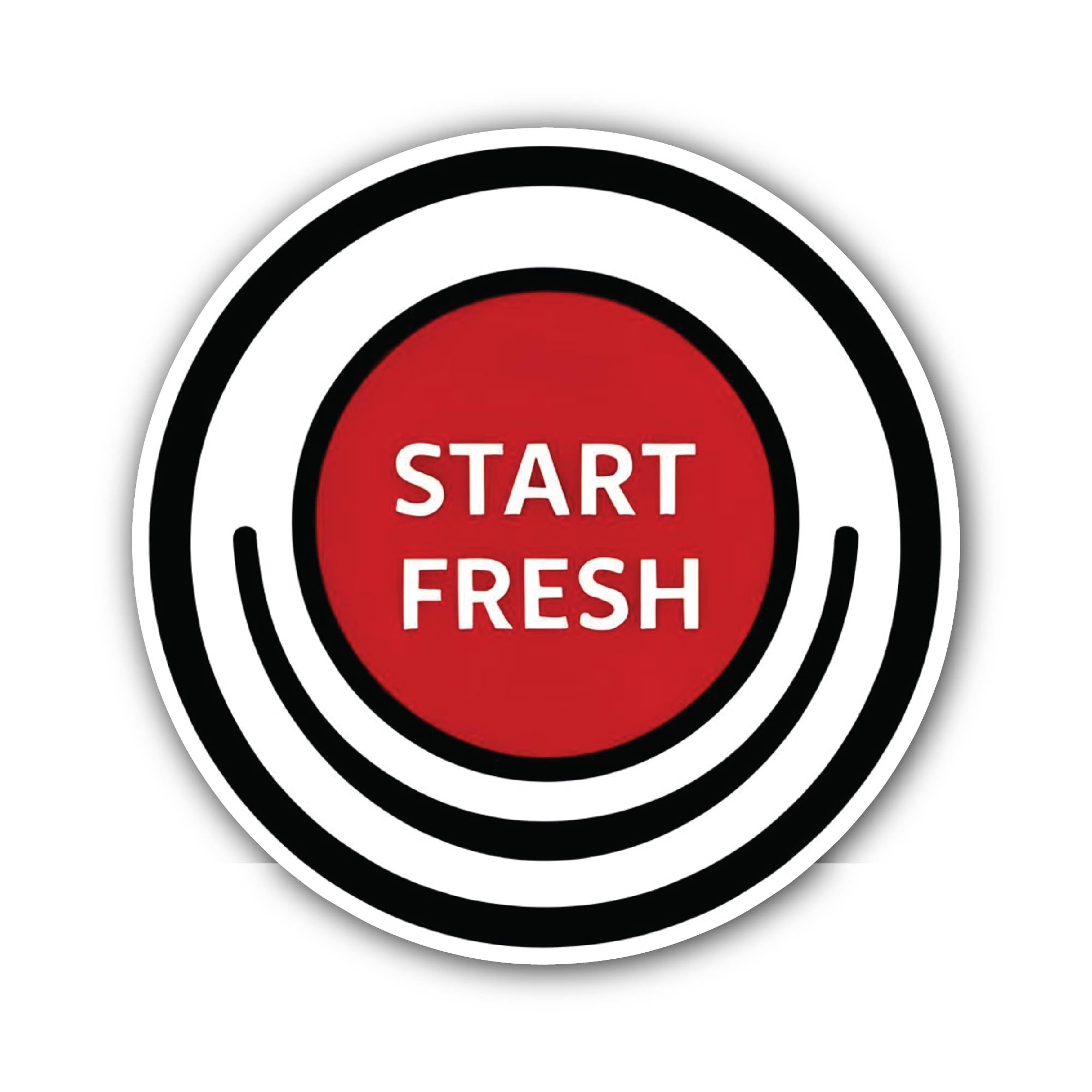 Start Fresh Sticker, Waterproof Vinyl Decal Sticker Indoor Or Outdoor 2 (Pieces) 3" and 5"