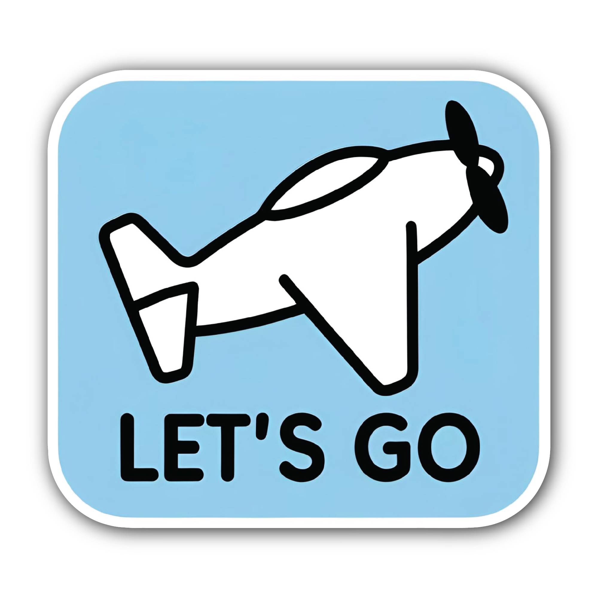 Let's Go Airplane Sticker, Waterproof Vinyl Decal Sticker Indoor Or Outdoor 2 (Pieces) 3" and 5"