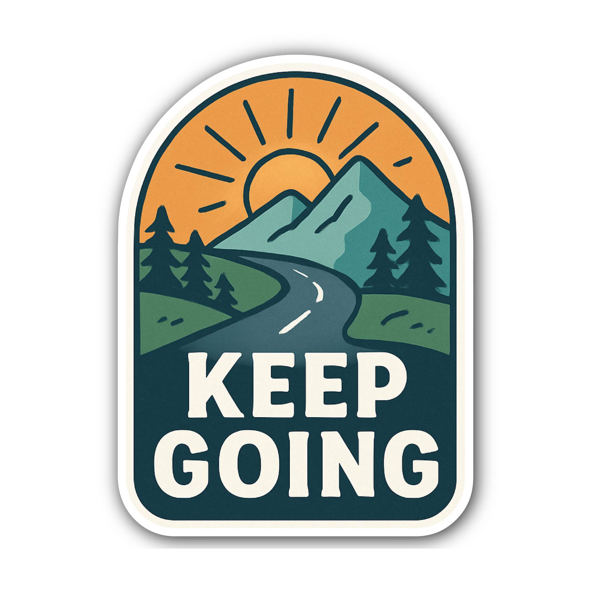 Keep Going Sticker, Waterproof Vinyl Decal Sticker Indoor Or Outdoor 2 (Pieces) 3" and 5"