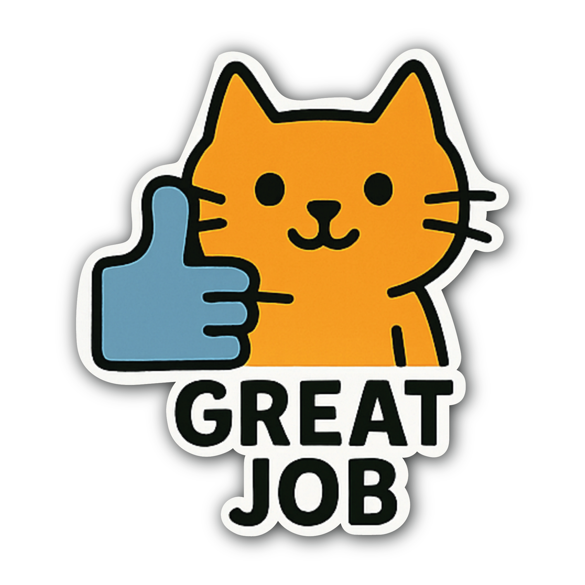 Great Job Kitty Sticker, Waterproof Vinyl Decal Sticker Indoor Or Outdoor 2 (Pieces) 3" and 5"