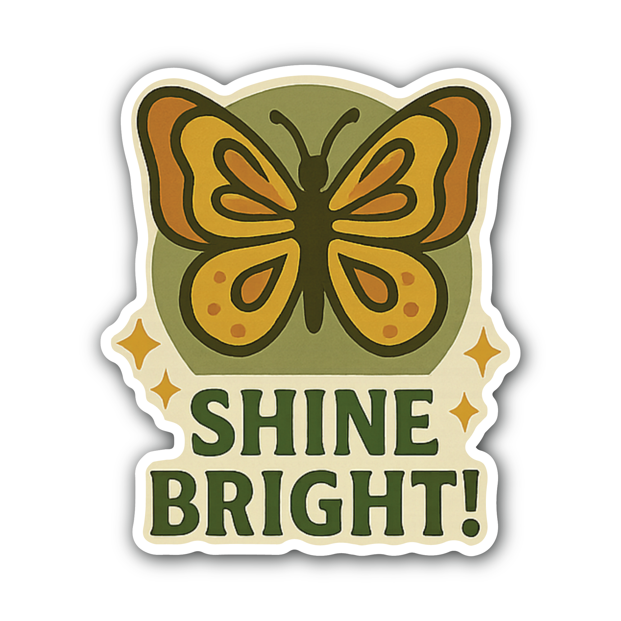 Shine bright! Butterfly Sticker, Waterproof Vinyl Decal Sticker Indoor Or Outdoor 2 (Pieces) 3" and 5"
