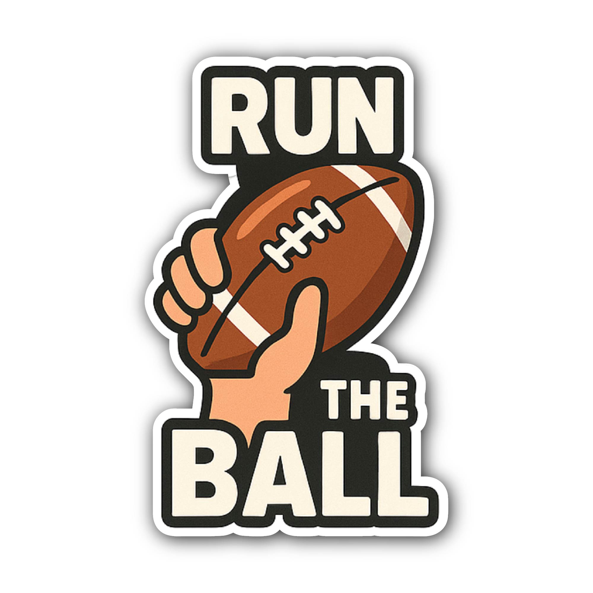 Run The Ball Sticker, Waterproof Vinyl Decal Sticker Indoor Or Outdoor 2 (Pieces) 3" and 5"