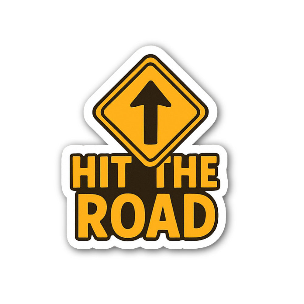 Hit The Road Sticker, Waterproof Vinyl Decal Sticker Indoor Or Outdoor 2 (Pieces) 3" and 5"