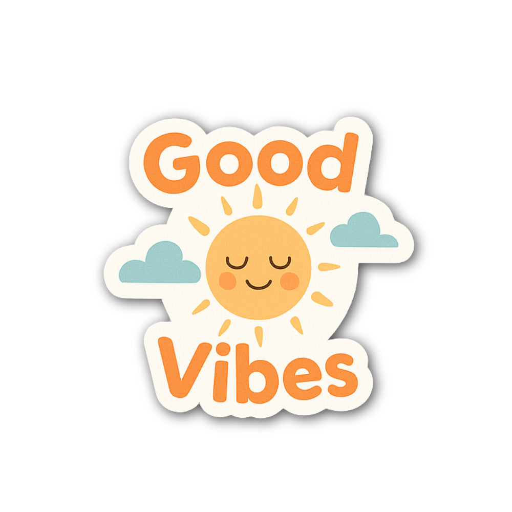 Good Vibes Sticker, Waterproof Vinyl Decal Sticker Indoor Or Outdoor 2 (Pieces) 3" and 5"