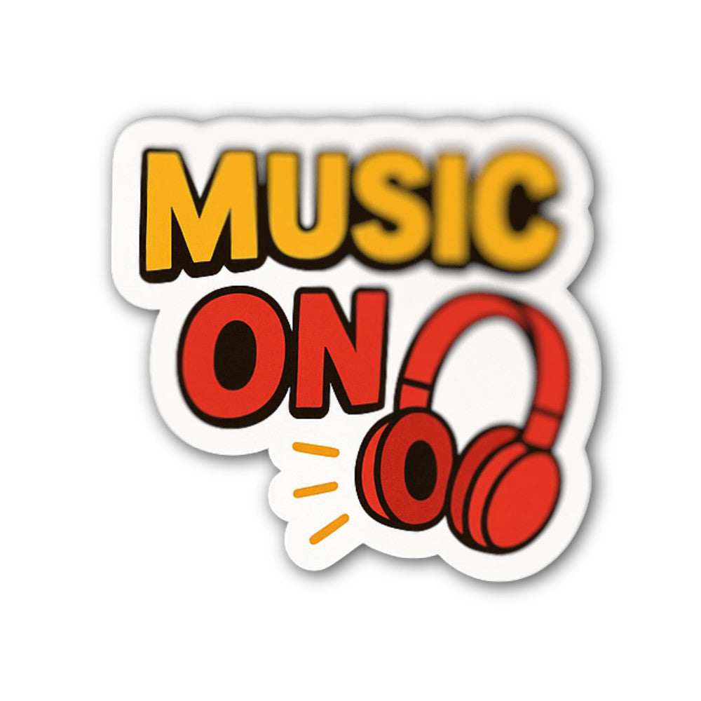 Music On Sticker, Waterproof Vinyl Decal Sticker Indoor Or Outdoor 2 (Pieces) 3" and 5"