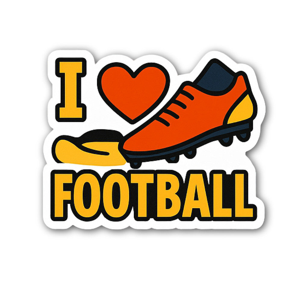 I Love Football Sticker, Waterproof Vinyl Decal Sticker Indoor Or Outdoor 2 (Pieces) 3" and 5"