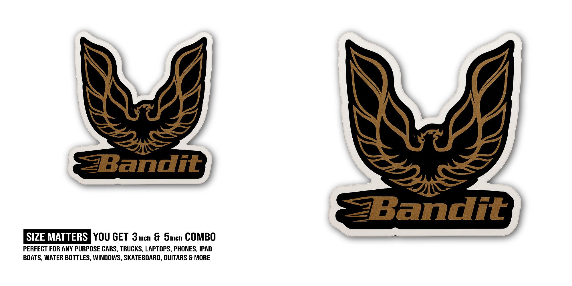 Bandit Sticker, Waterproof Vinyl Decal Sticker Indoor Or Outdoor 2 (Pieces) 3" and 5"