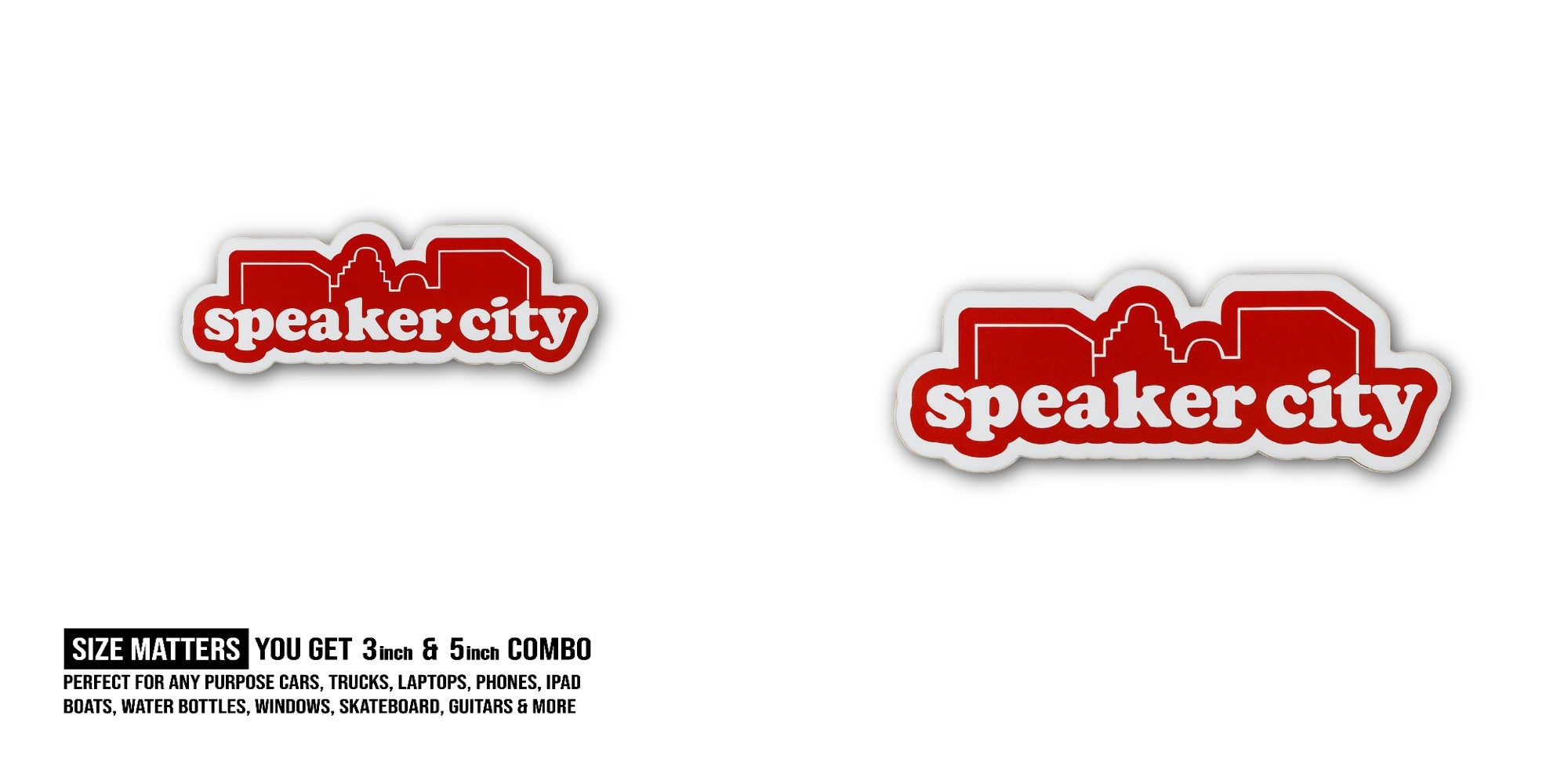 Speaker City Sticker, Waterproof Vinyl Decal Sticker Indoor Or Outdoor 2 (Pieces) 3" and 5"